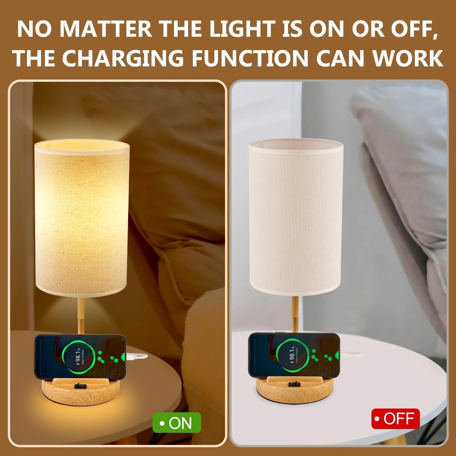 Modern Table Lamp with 3 USB Ports & AC Outlet, Bedside Desk Light   Pack of 23