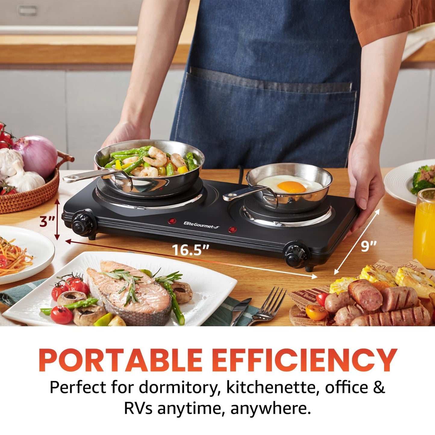 Double Cast Iron Burner Hot Plate 1500W | Adjustable Temp Control, Easy Clean2