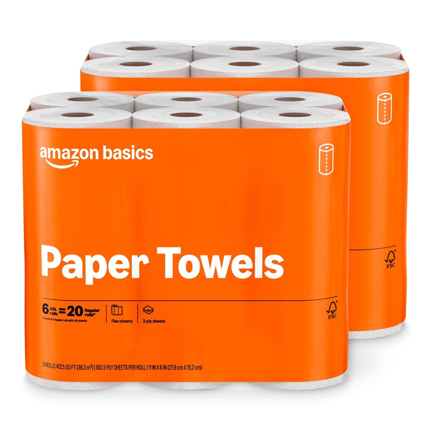 2 Ply Flex Sheets Paper Towels, 12 Rolls = 40 Regular Rolls, 150 Sheets/Roll, Ev0