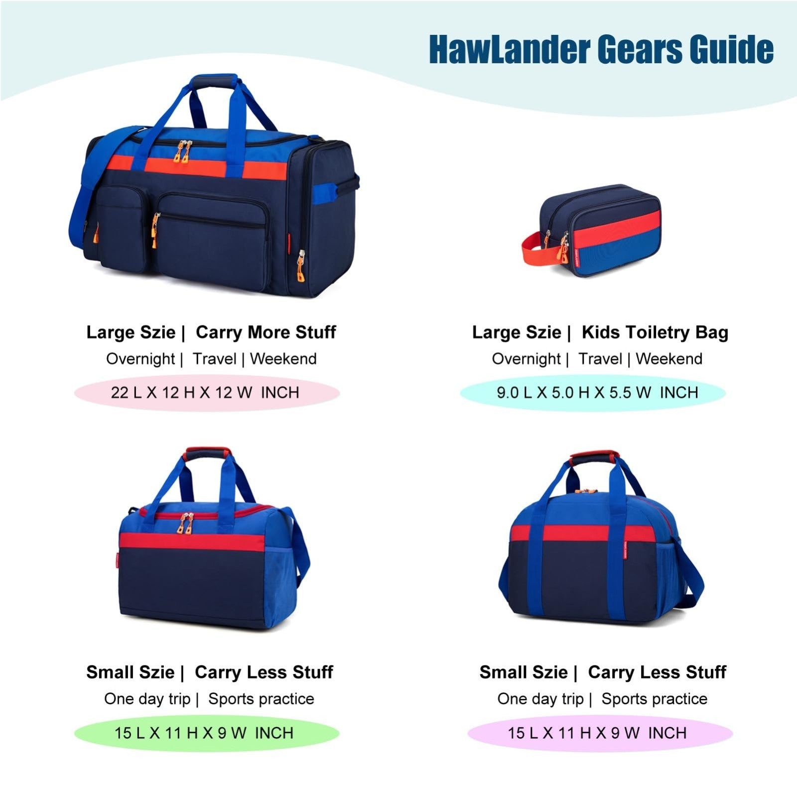 Kids 18" Duffle Bag - Navy Blue, Perfect for Weekend Trips, Sports & Travel8