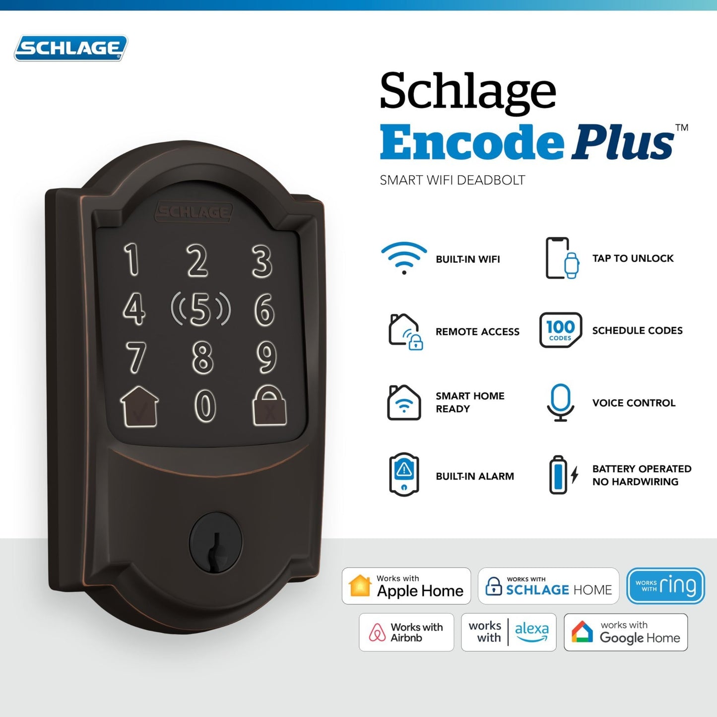 Smart WiFi Deadbolt Lock   Keyless Entry, Touchscreen, Apple Home, Alexa, Airbnb3