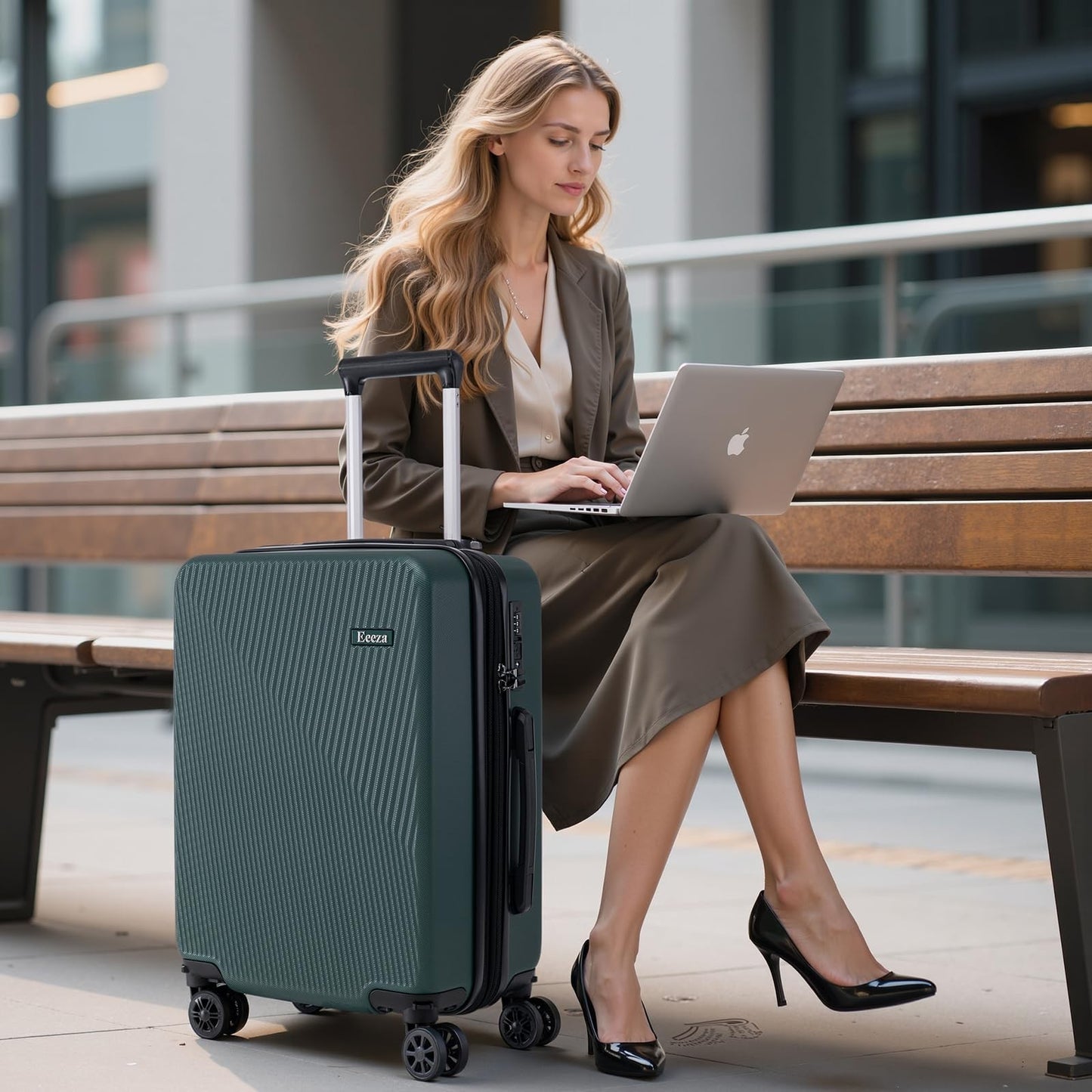 3-Piece Airline Approved Hardcase Luggage Set - 20" Olive Green, Scratch Resista2