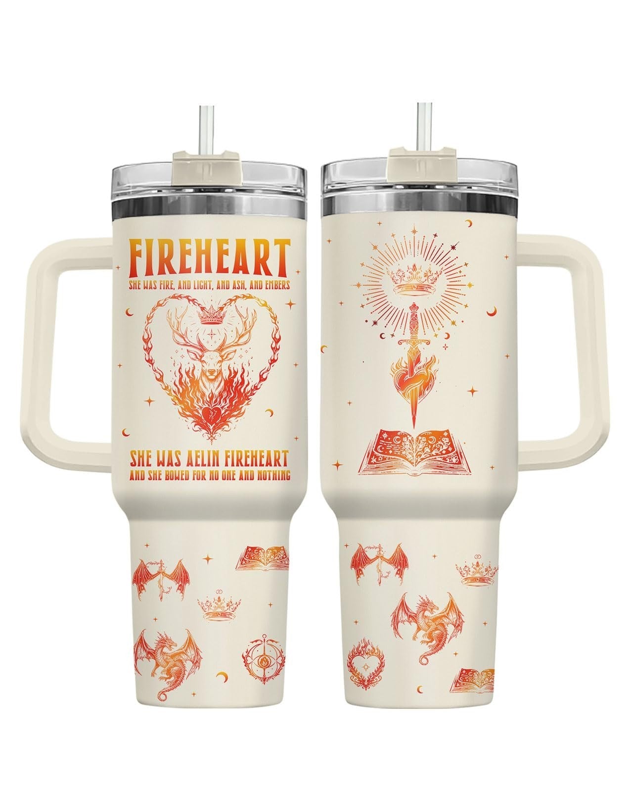 40oz Stainless Steel Insulated Tumbler   Fantasy Drinkware for Book Lovers, Drag1