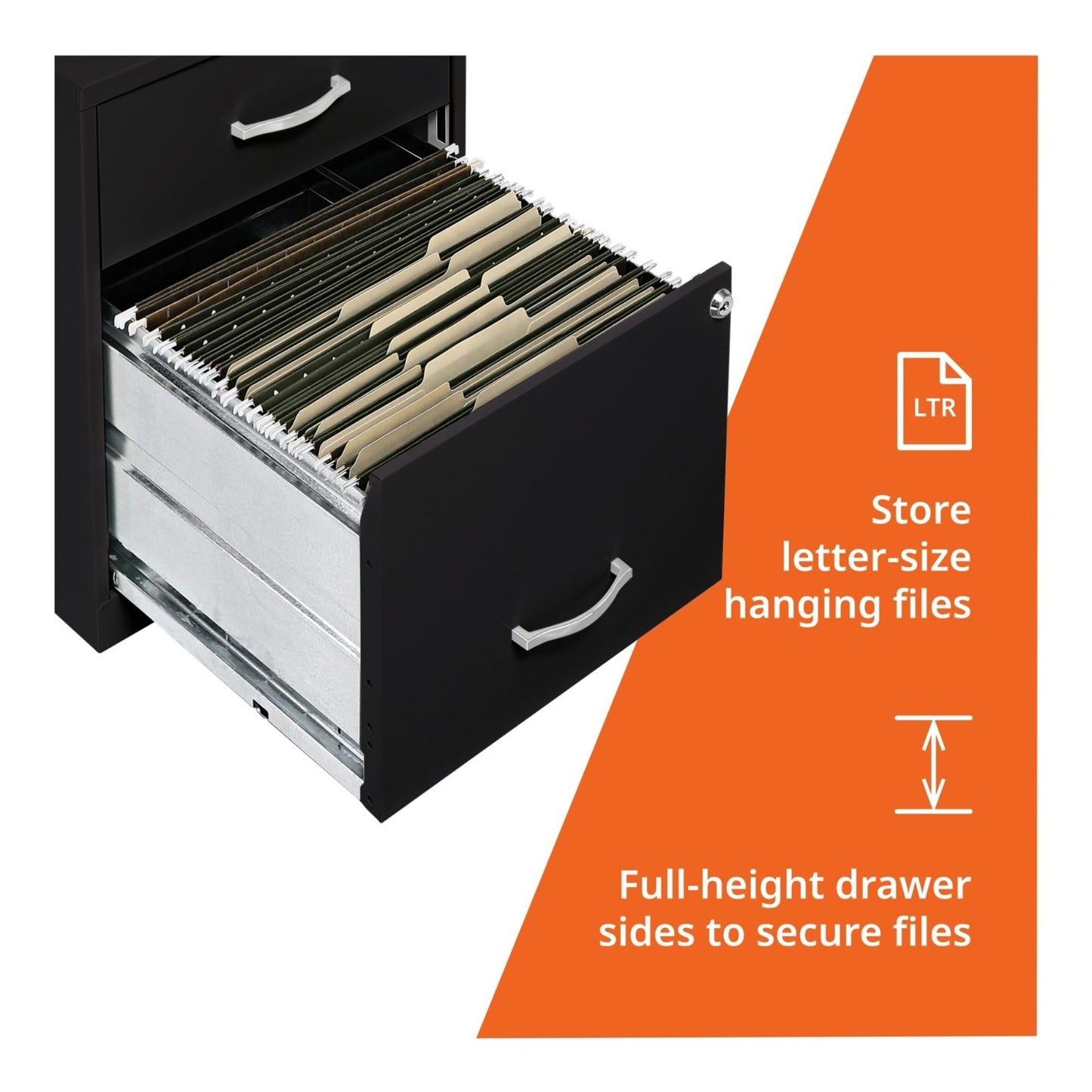 2 Drawer Locking Filing Cabinet   Pre Assembled Steel, Space Saving Design for H5