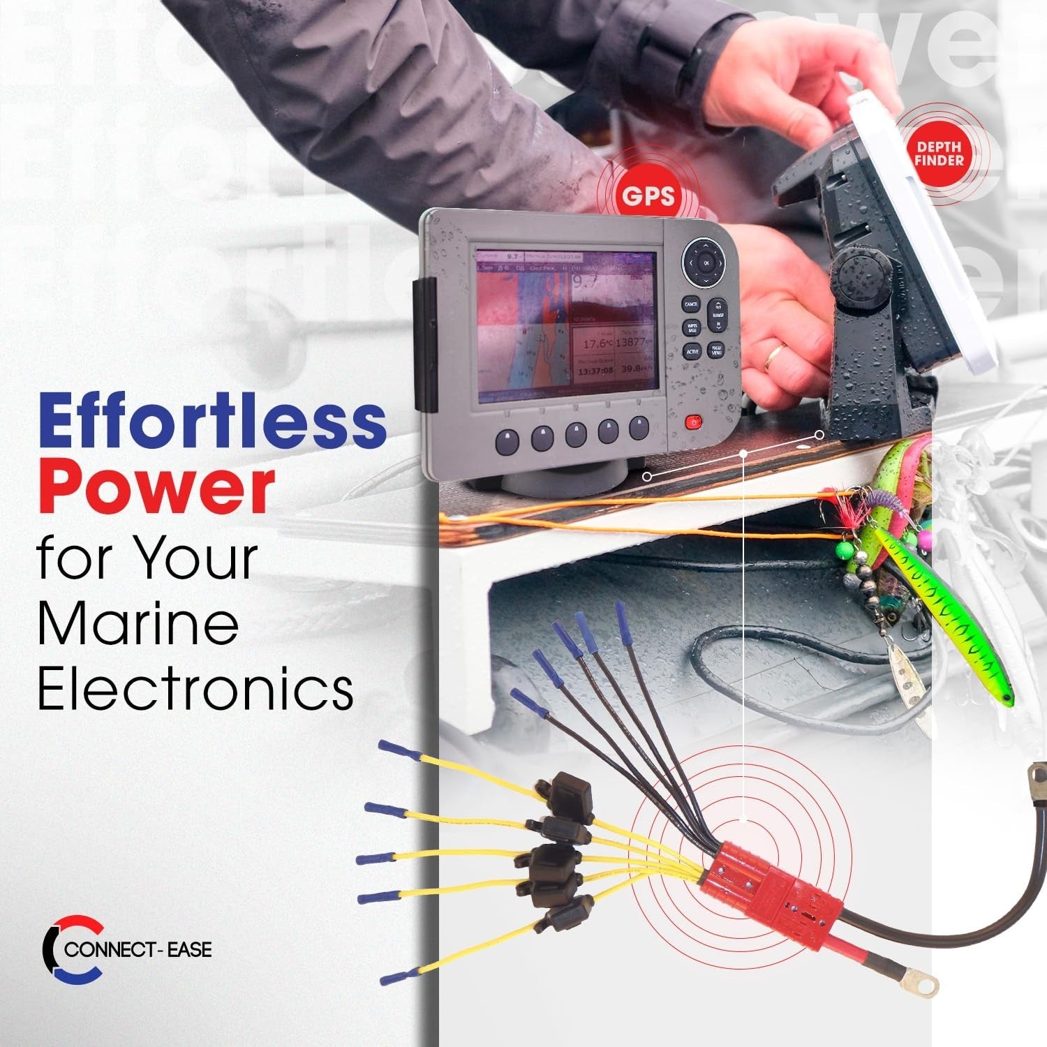 12V Battery Connector Kit - 5-Lead Fused System for Marine Electronics, GPS, Pum2