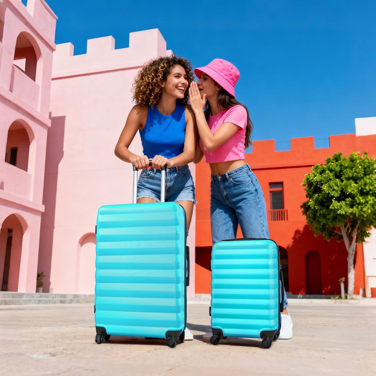 2 Piece Luggage Set - 20" & 28" Hardshell Suitcases with Spinner Wheels & Travel8
