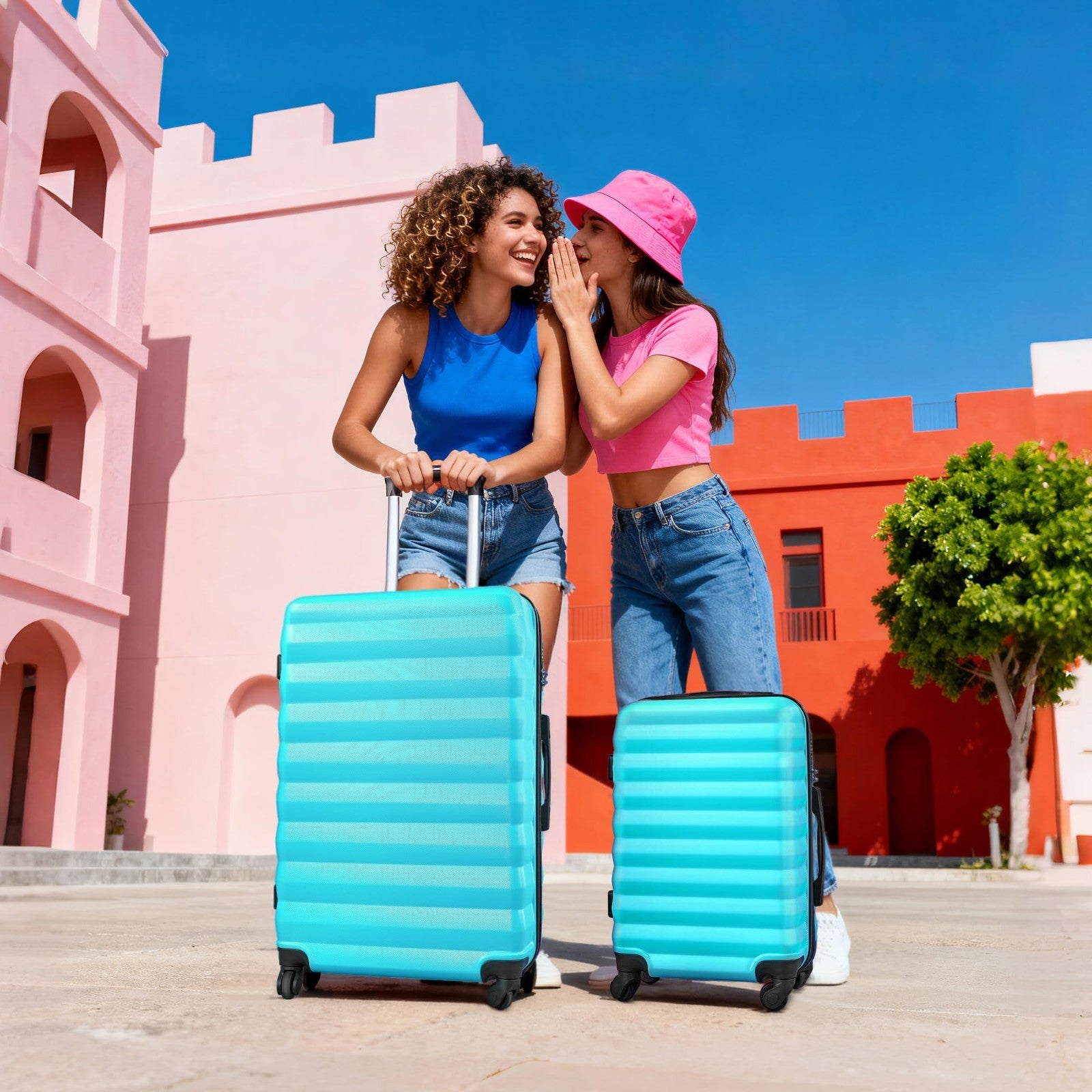 2 Piece Luggage Set - 20" & 28" Hardshell Suitcases with Spinner Wheels & Travel8