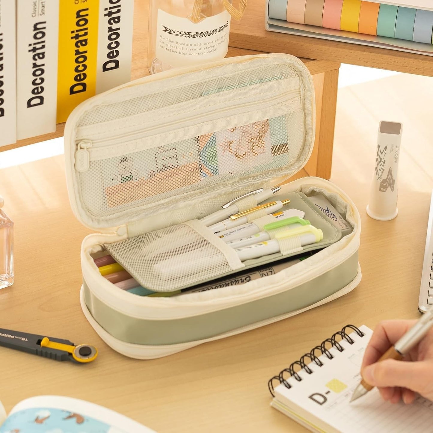 Large Capacity Pencil Case   Big Pouch for Stationery & Pens   Teen Girls   Gree1