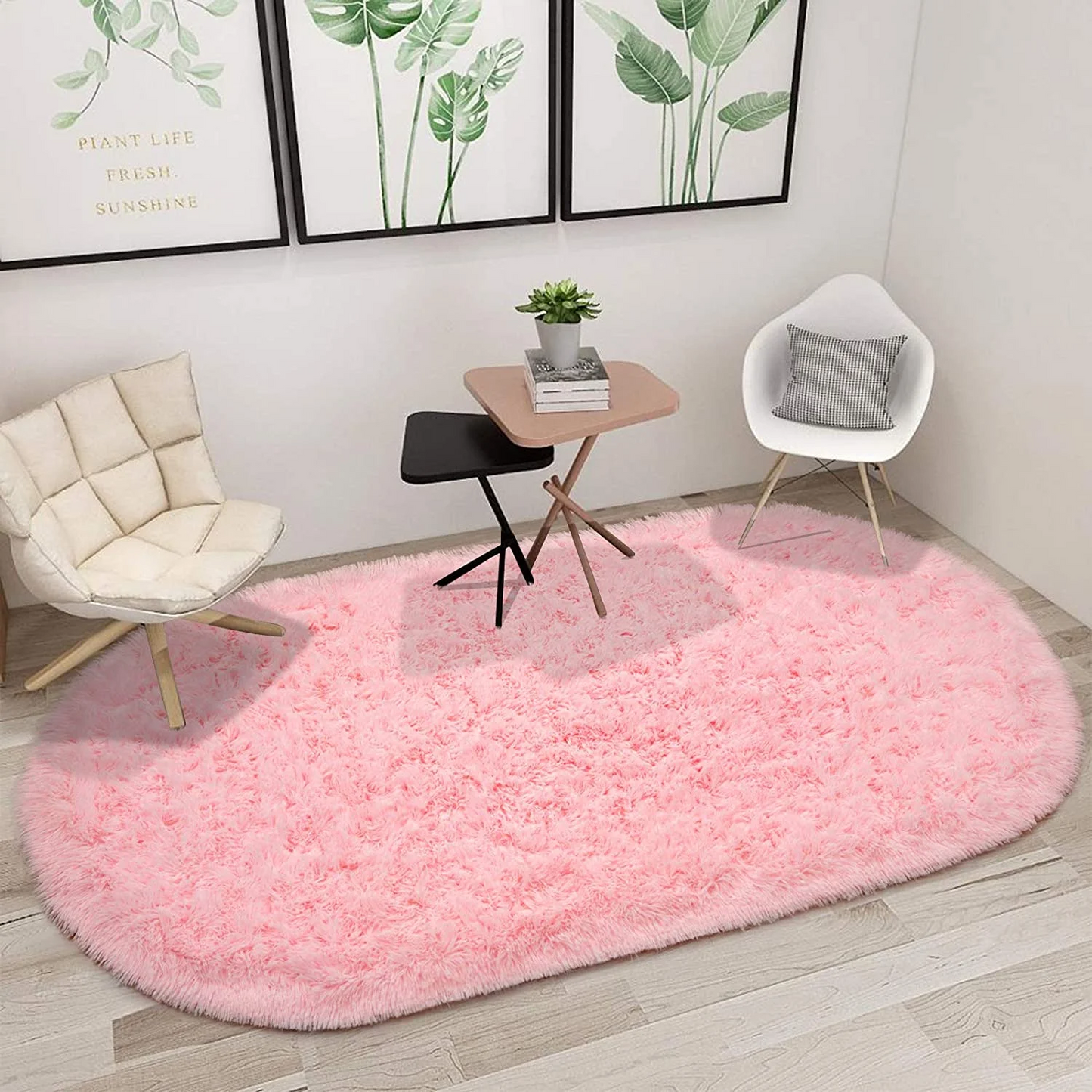 Oval Fluffy Ultra Soft Area Rugs for Bedroom Plush Shaggy Carpet for Kids Roo...1