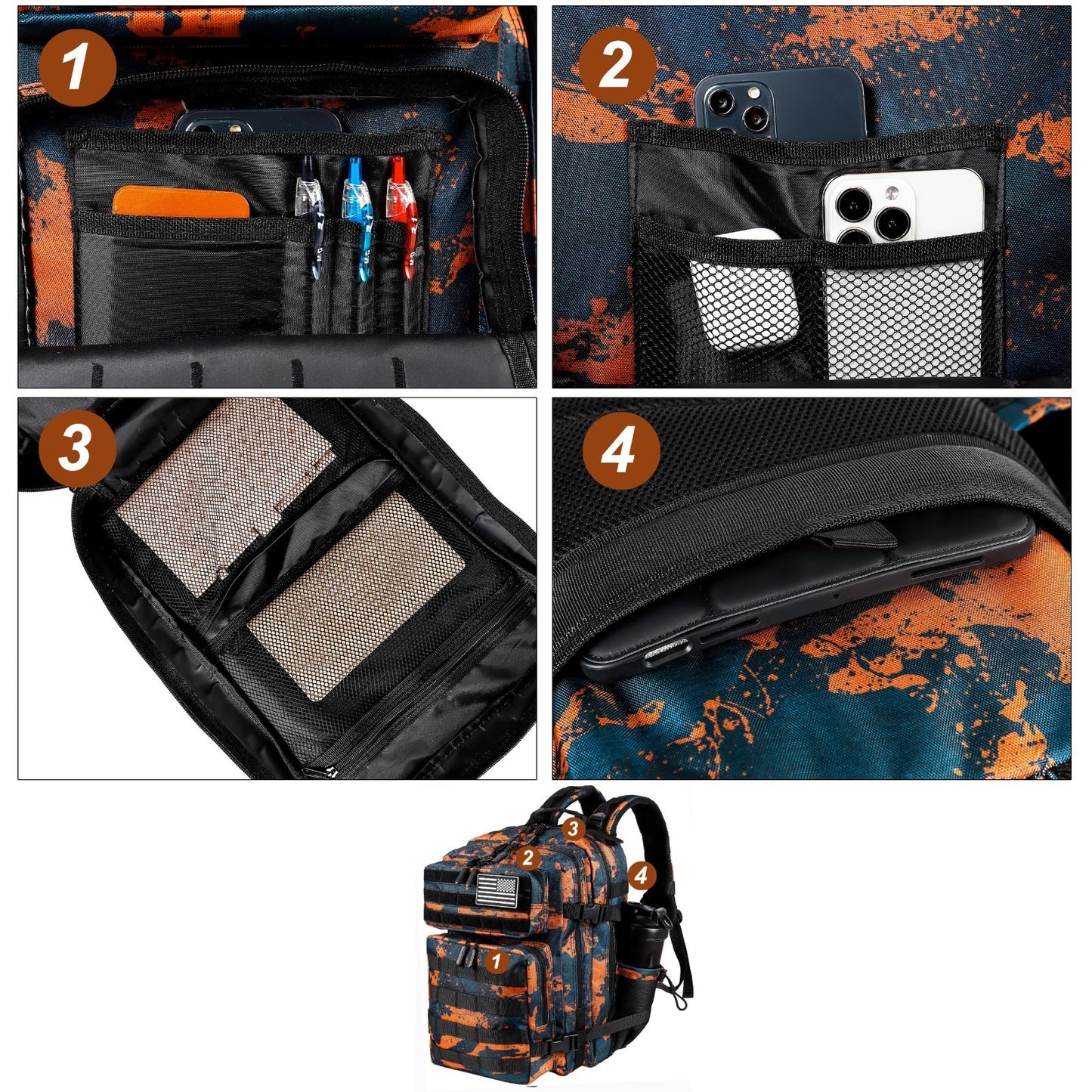 Tactical Military Backpack 25L/35L Army Assault Pack Rucksack with Water Bottle5