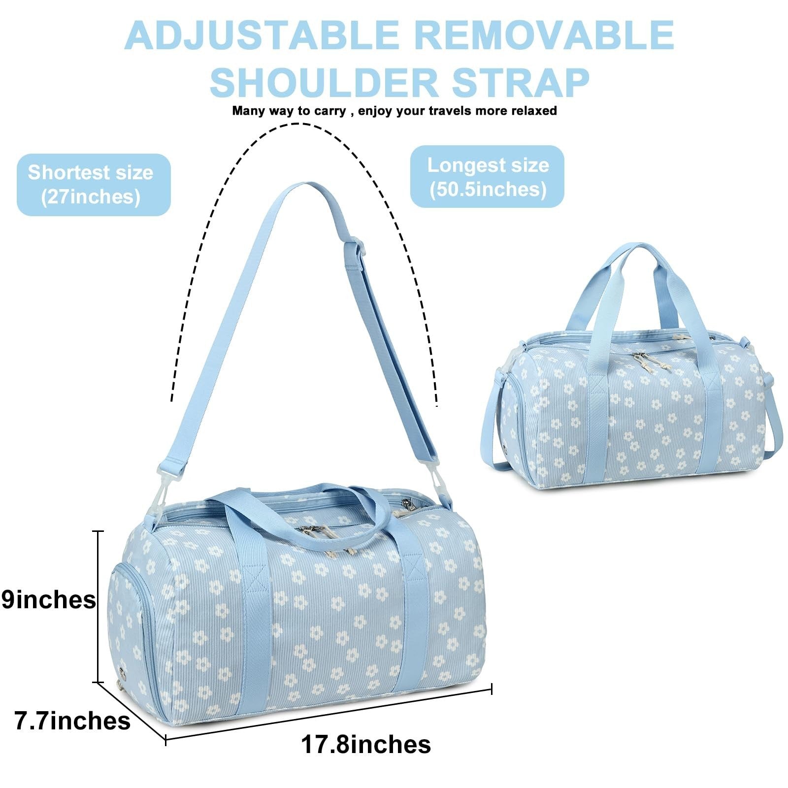 Cute Girls Duffle Bag with Shoes Compartment & Wet Separation - Waterproof Gym &5