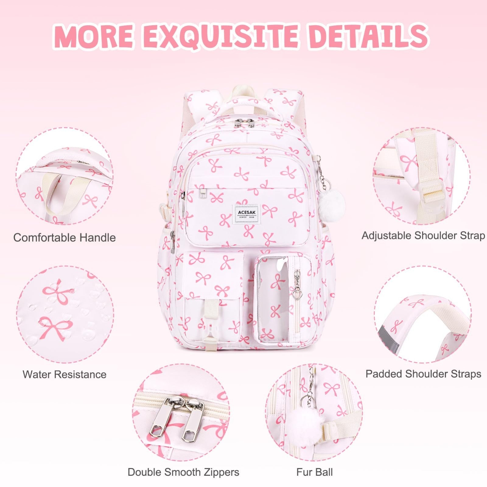 Stylish Girls Backpack Set with Tote, Crossbody Bag, Lunch Bag & Pencil Pouch  4