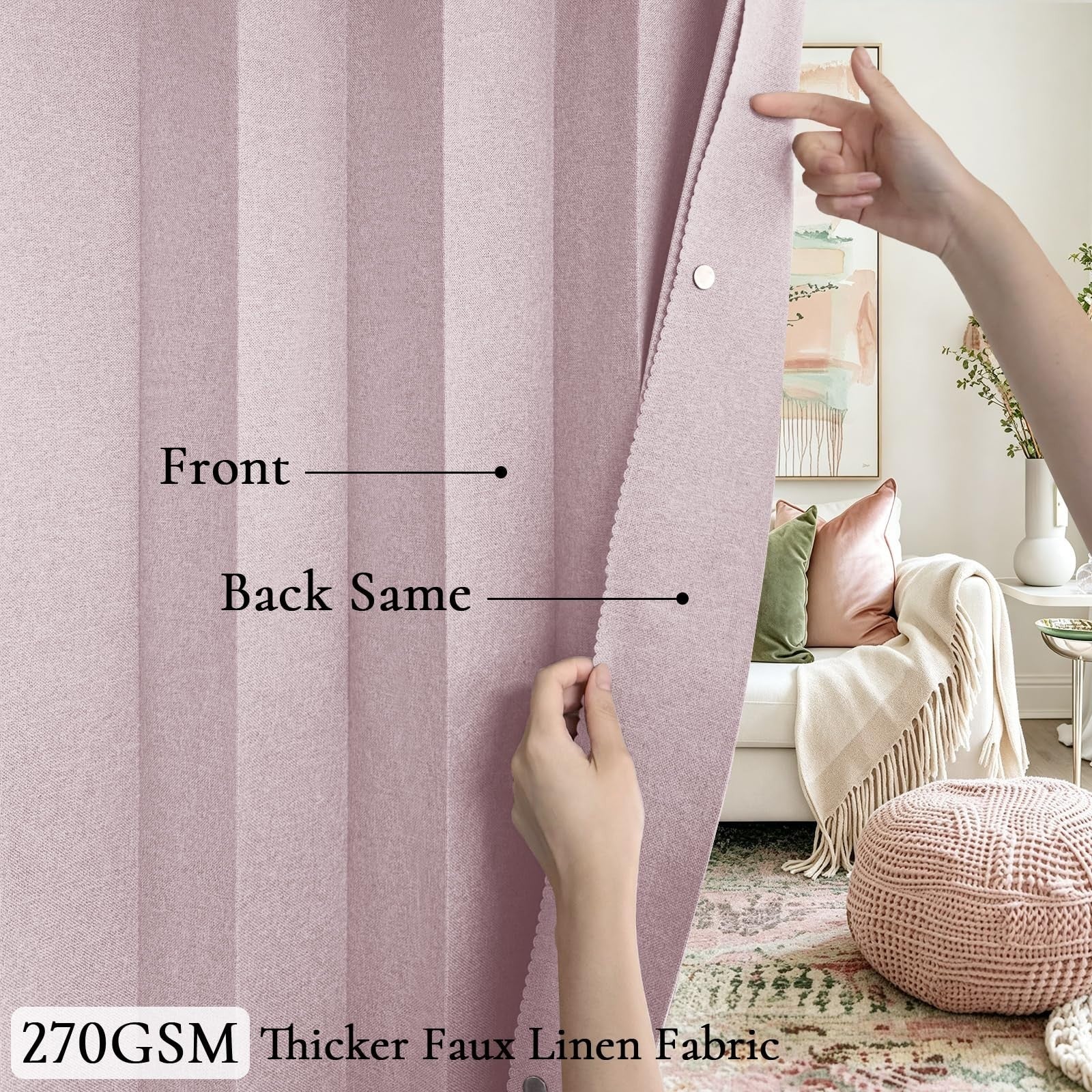 Accordion Style Magnetic Closure Curtain   Pinch Pleated Room Divider, W60 x L803