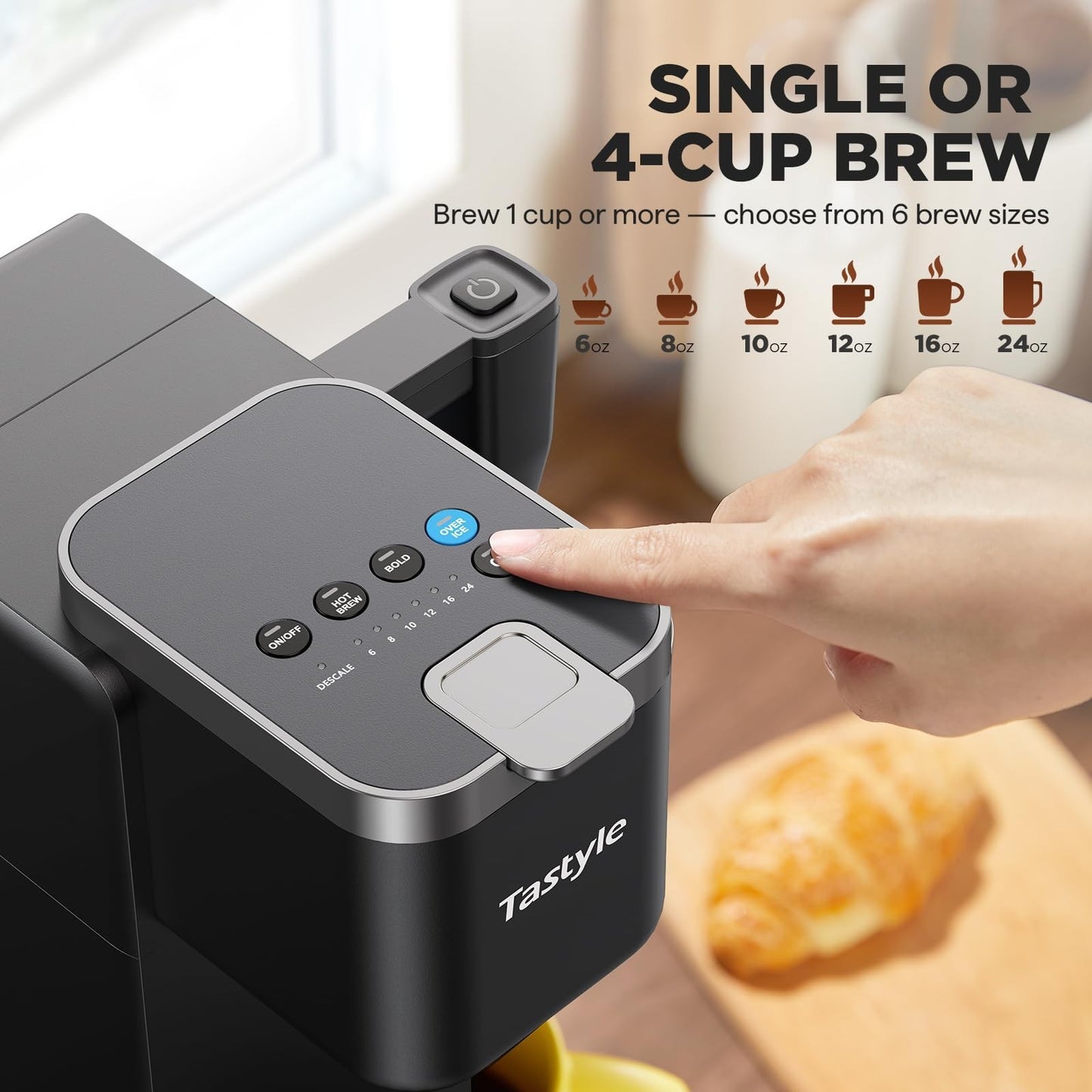 Single Serve Coffee Maker with Milk Frother, 40oz Tank, 6 Brew Sizes, BPA Free4