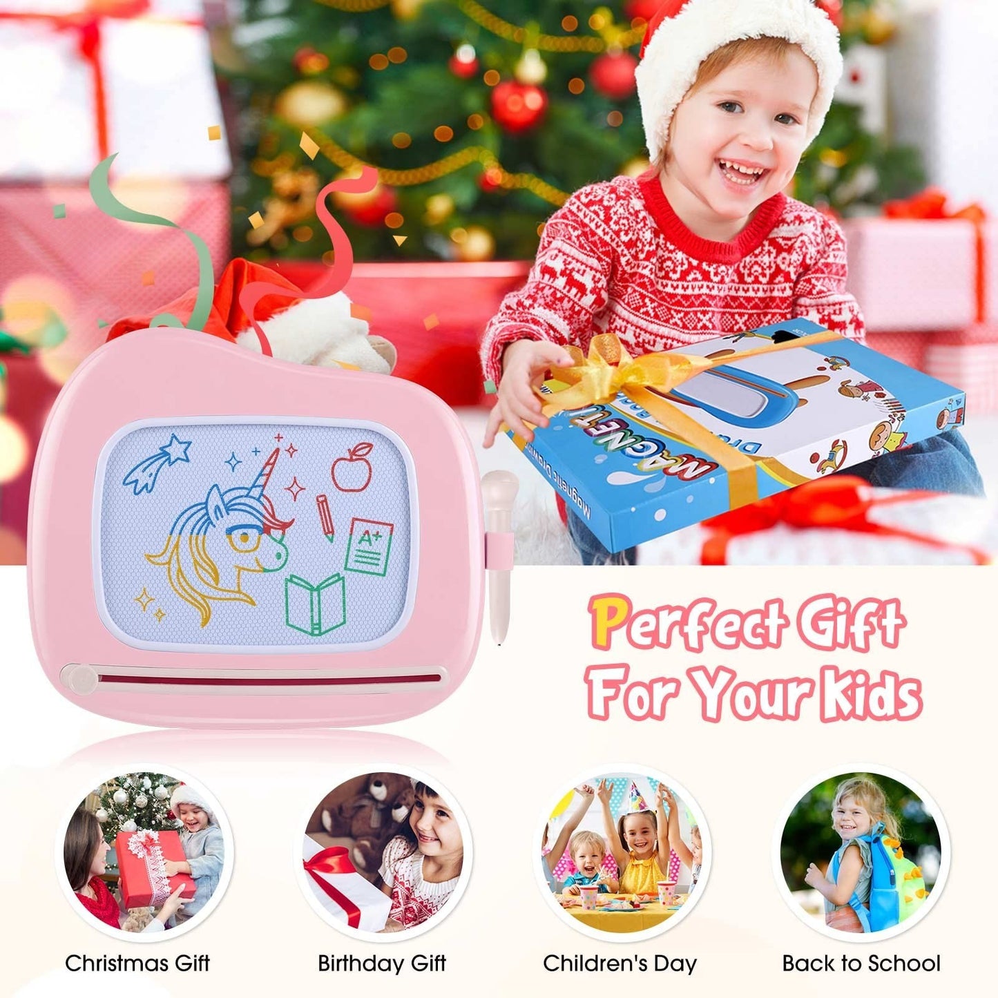 Magnetic Drawing Board for Kids - Portable Doodle Pad, Educational Toy for Ages7