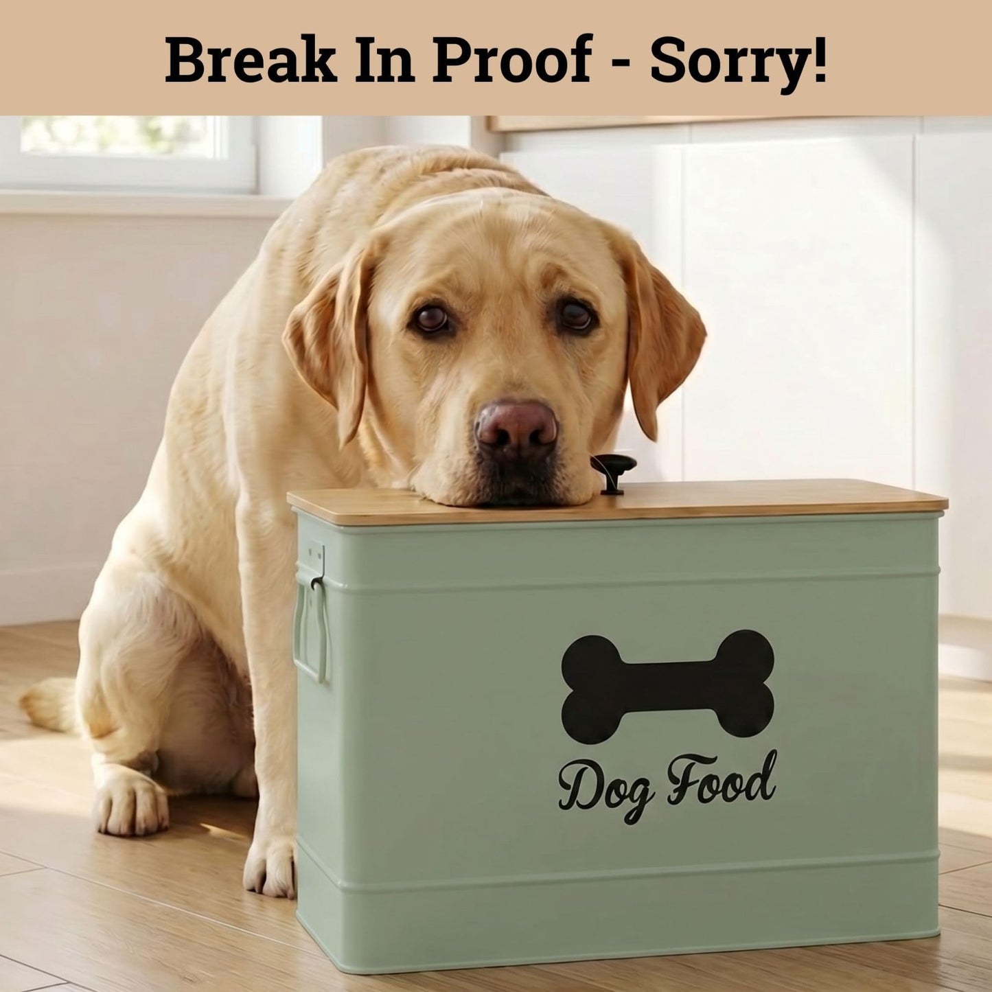 Airtight Metal Dog Food Storage Container 15 20 lbs, 70 Cup Capacity, Bamboo Lid8