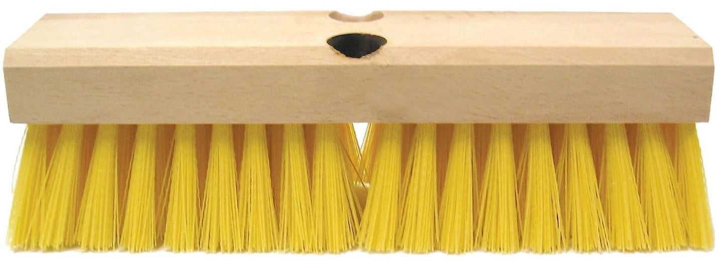 10" Deck Scrub Brush - Wood Block, Polypropylene Fill, 6x18 Rows, Heavy Duty Cle1