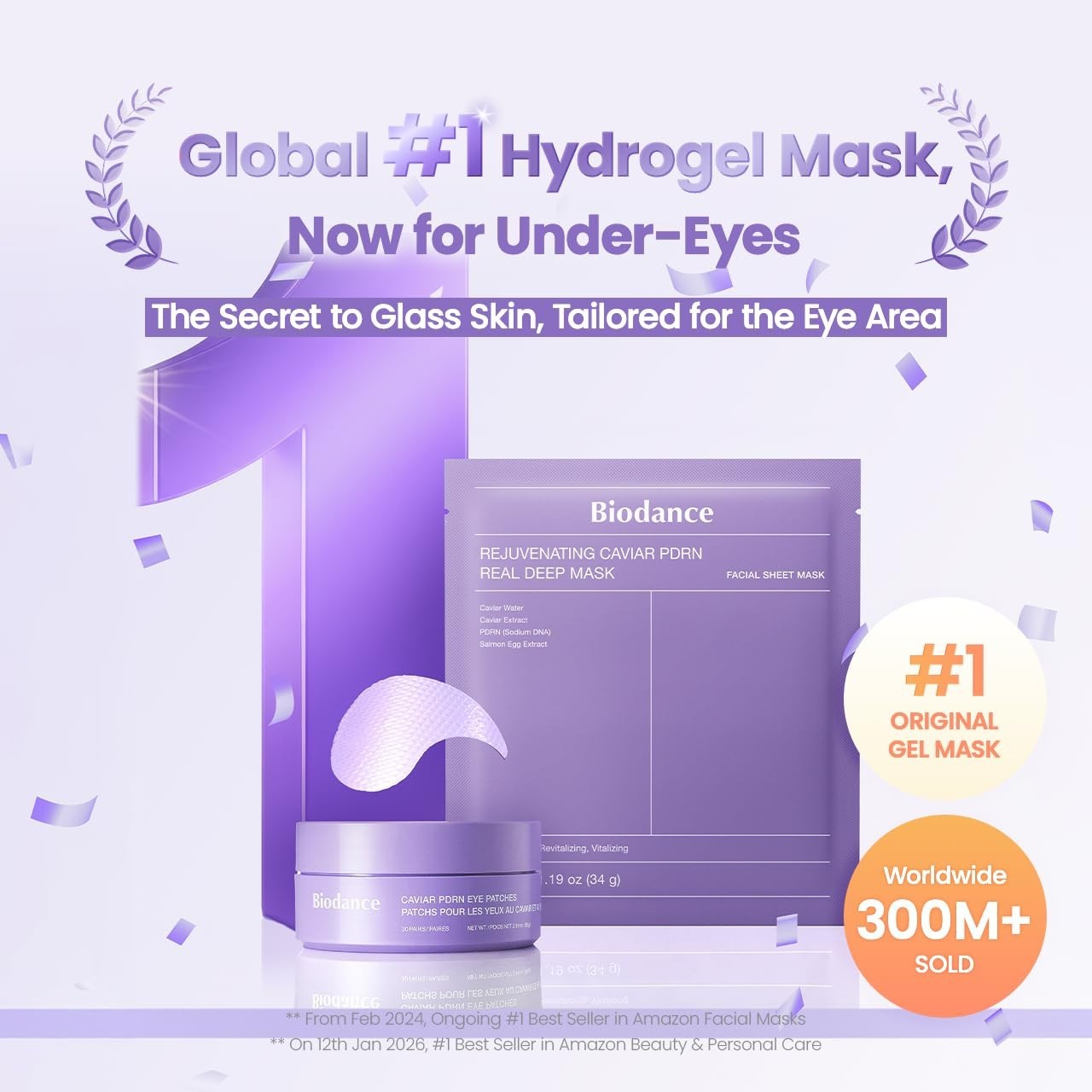 Nourishing Caviar Eye Patches for Dark Circles & Puffiness - 60 Count, Korean Sk2