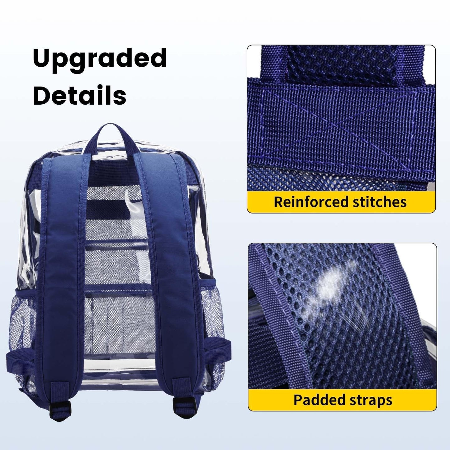 Clear PVC Backpack, Heavy Duty Transparent Bag with Reinforced Straps, Large Cap3