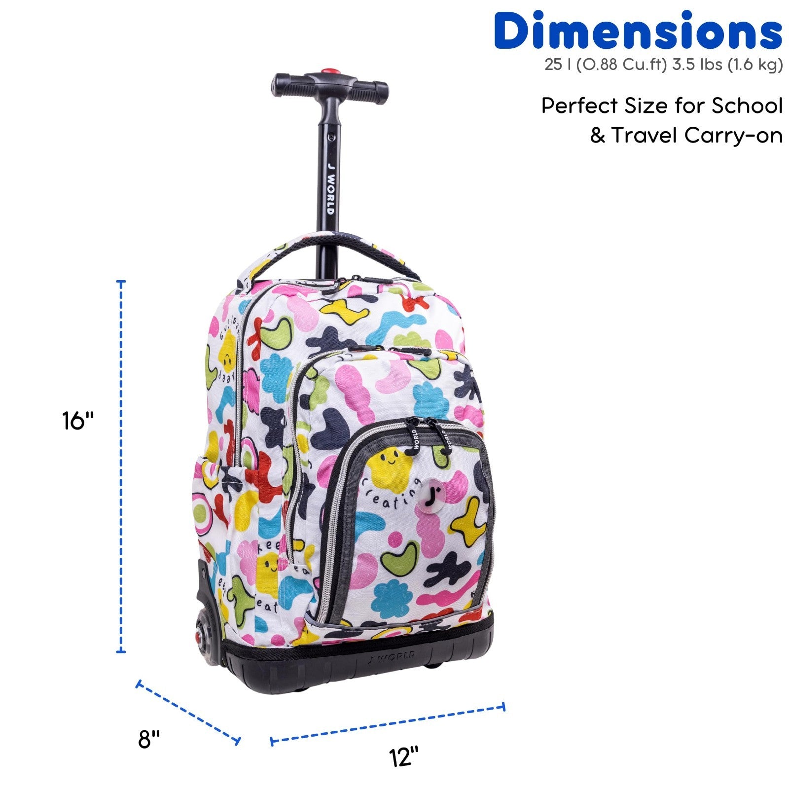 Kids Rolling Backpack & Lunch Bag Set   Elementary School Carry On Suitcase with7