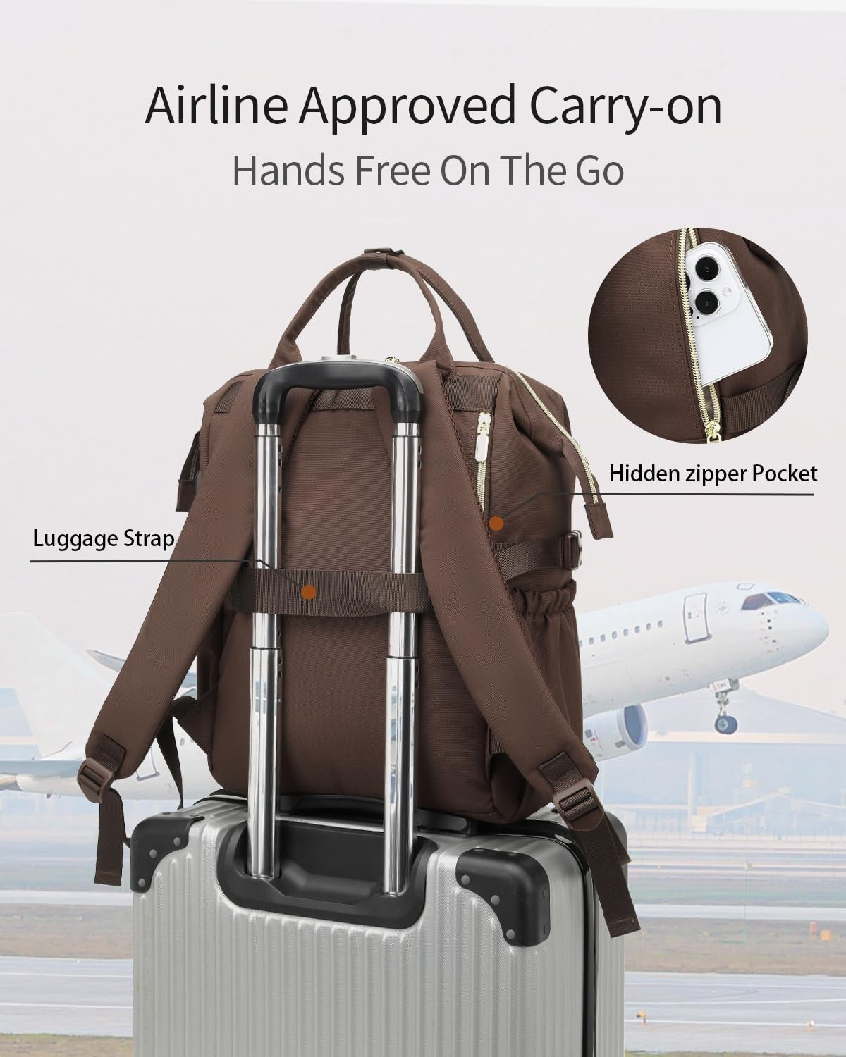 Stylish Computer Backpack for Women   Laptop Bag with USB Charger & Cup Holder,4