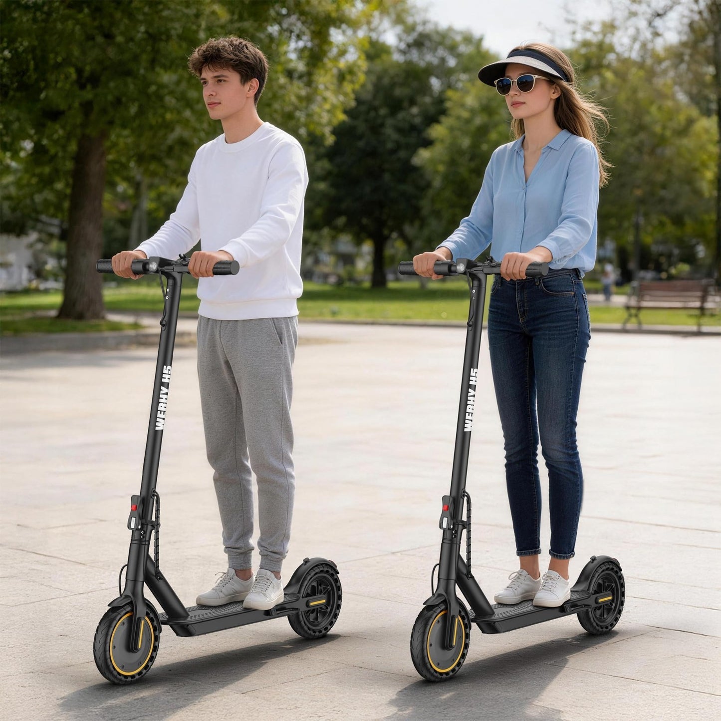 Powerful Electric Scooter 500W Motor, 19MPH Speed, 16-27 Miles Range, Folding E-8