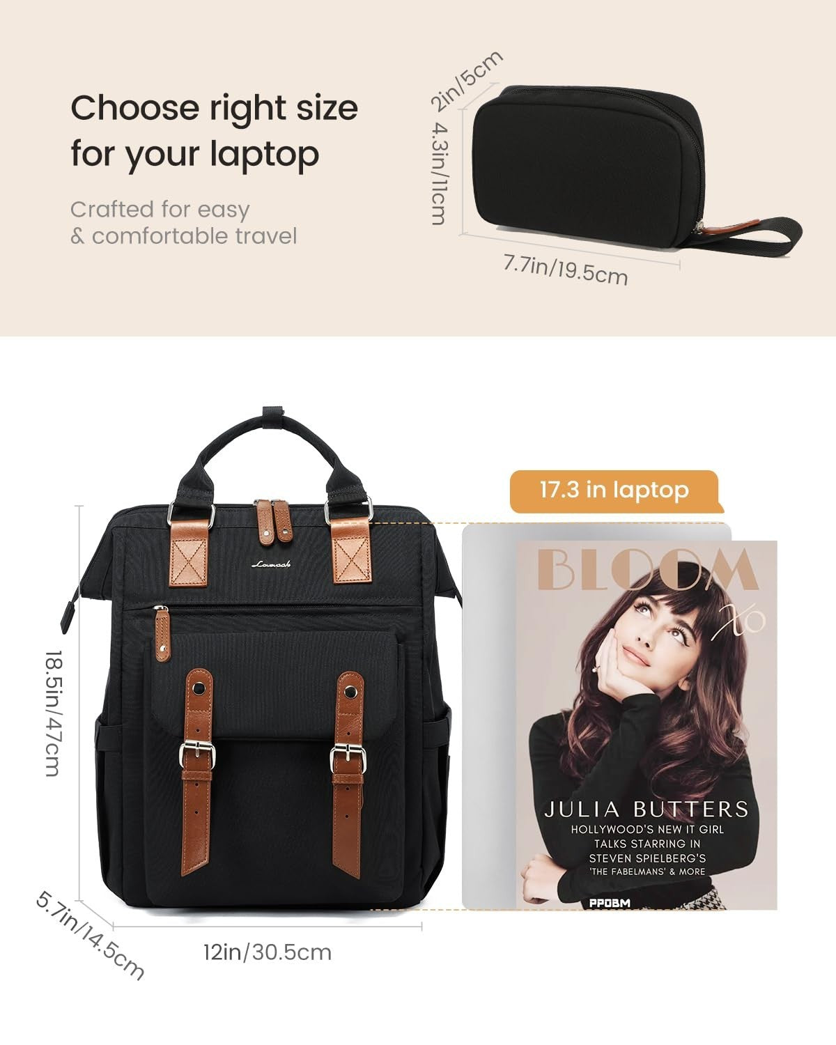 Stylish Laptop Backpack Purse for Women   15.6" Commuter Bag for Work, Travel, C5