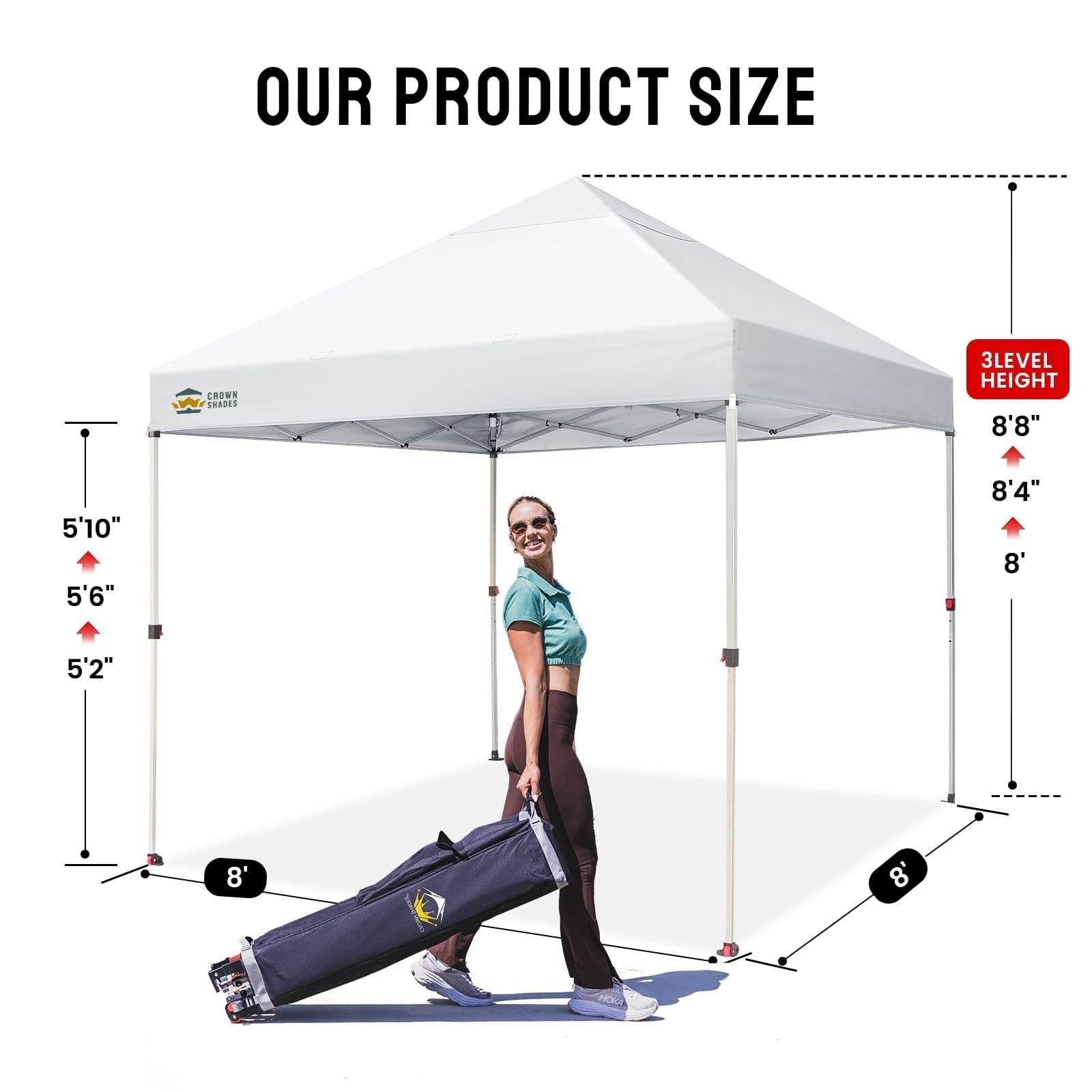 8x8 Pop Up Canopy Tent   One Push Setup, Easy Outdoor Sun Shade for Events, Part2
