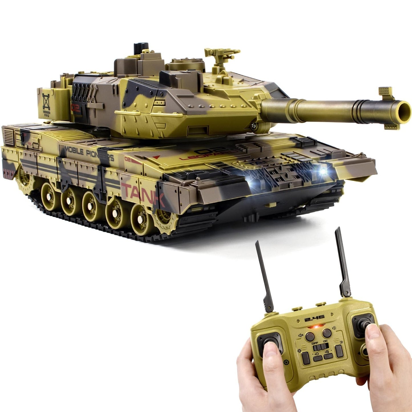 1/24 Scale RC Tank - 2.4GHz Remote Control Military Vehicle with 360° Turret, So1