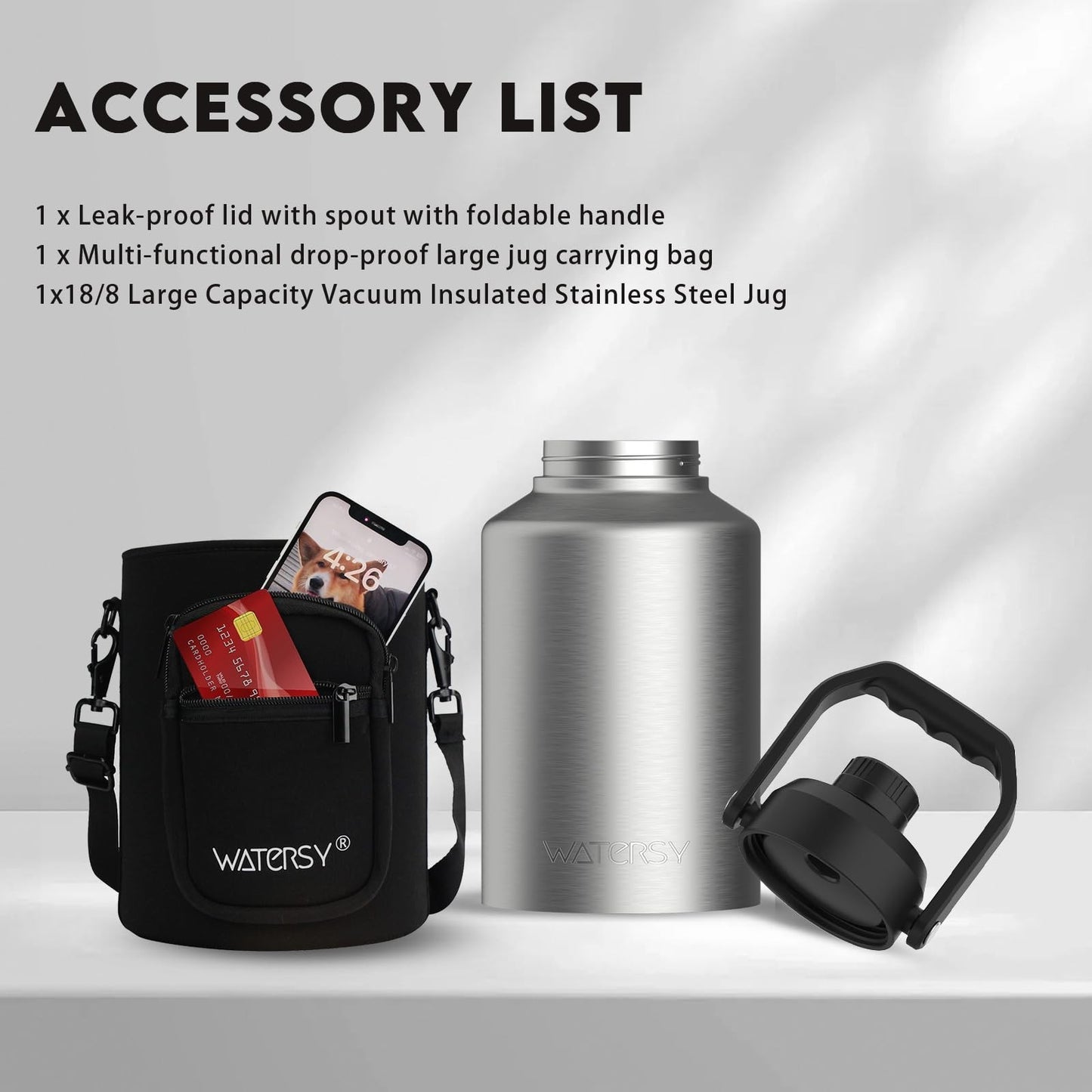 128oz Insulated Water Bottle - BPA Free, Leak Proof, Keeps Cold 48H, Large Jug f5
