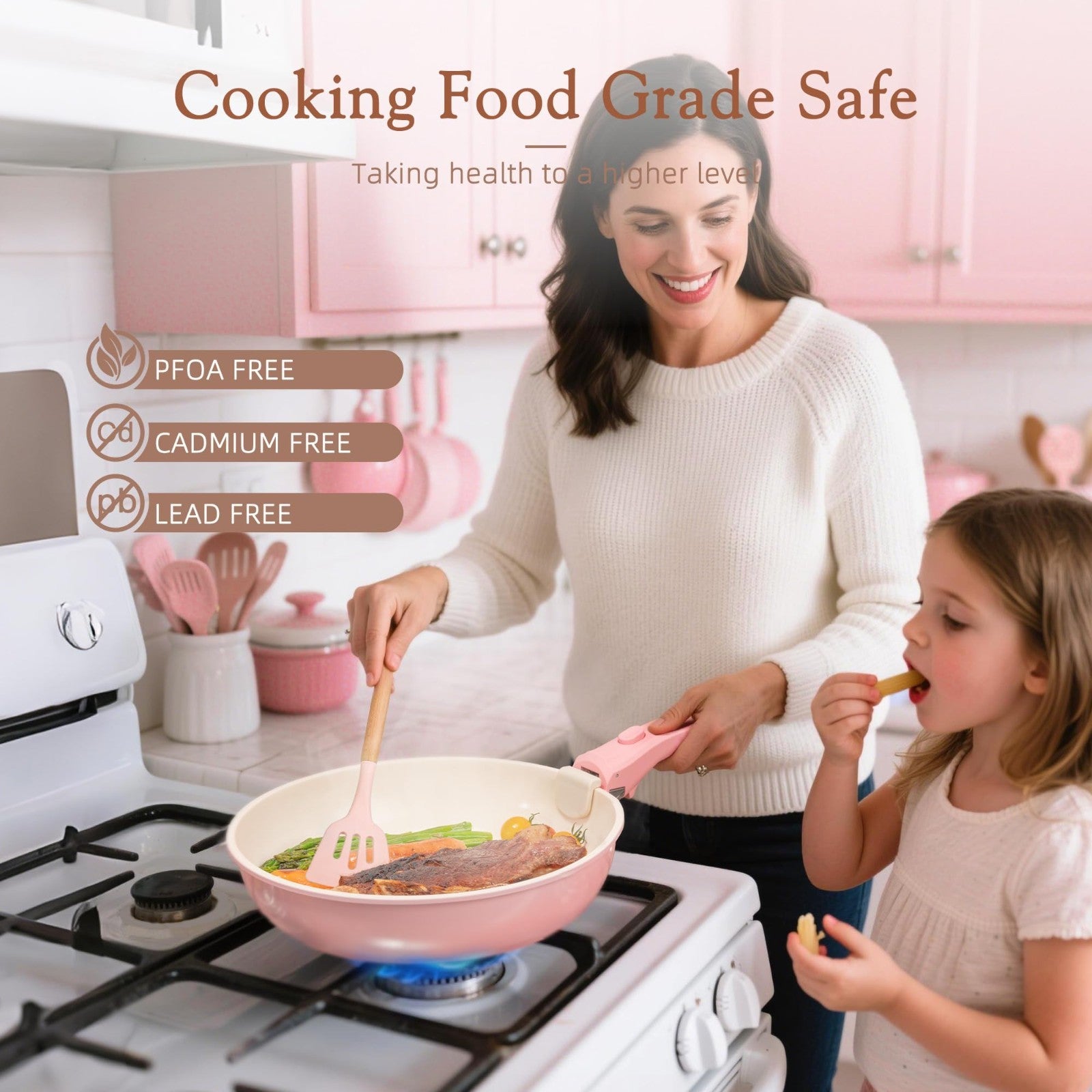 21 Piece Non Stick Ceramic Cookware Set, Detachable Handle, Oven Safe, Induction6