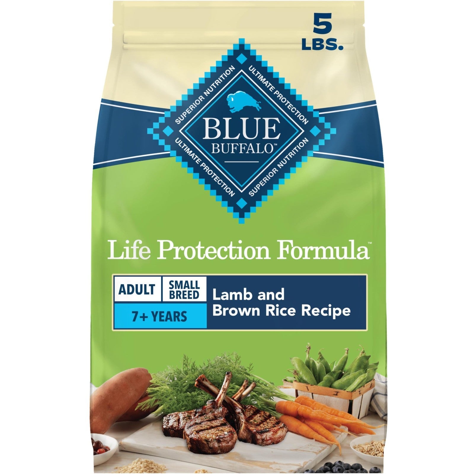 Lamb Small Breed Dry Dog Food   Blue Buffalo Life Protection, 5 lb Natural Nutri0