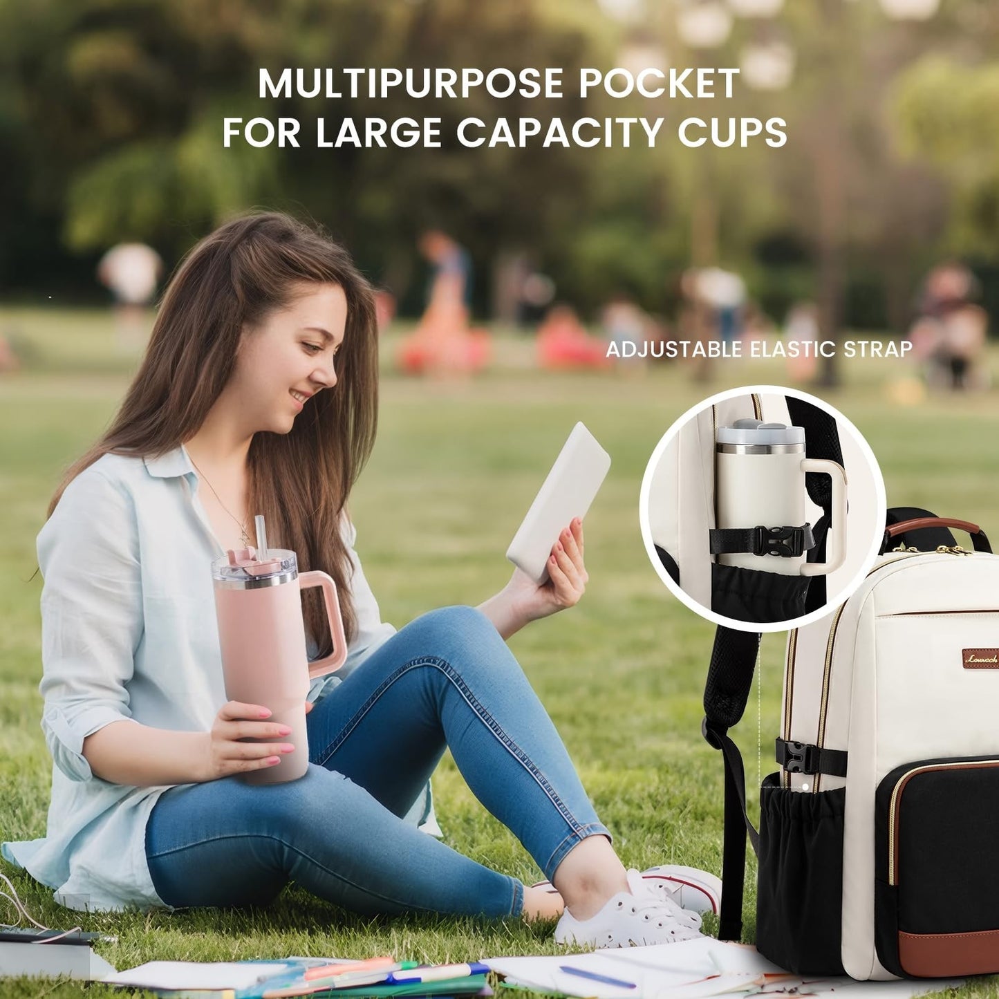 Stylish Waterproof Laptop Backpack for Women, 15.6" Large Capacity Travel Bag, P2