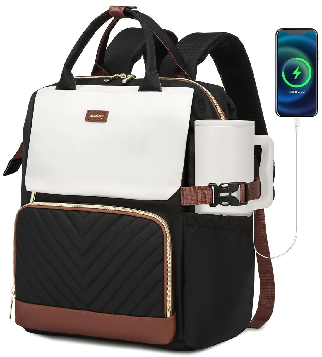 Stylish Laptop Backpack for Women   Teacher Nurse Work Bag with USB Charger & Cu0