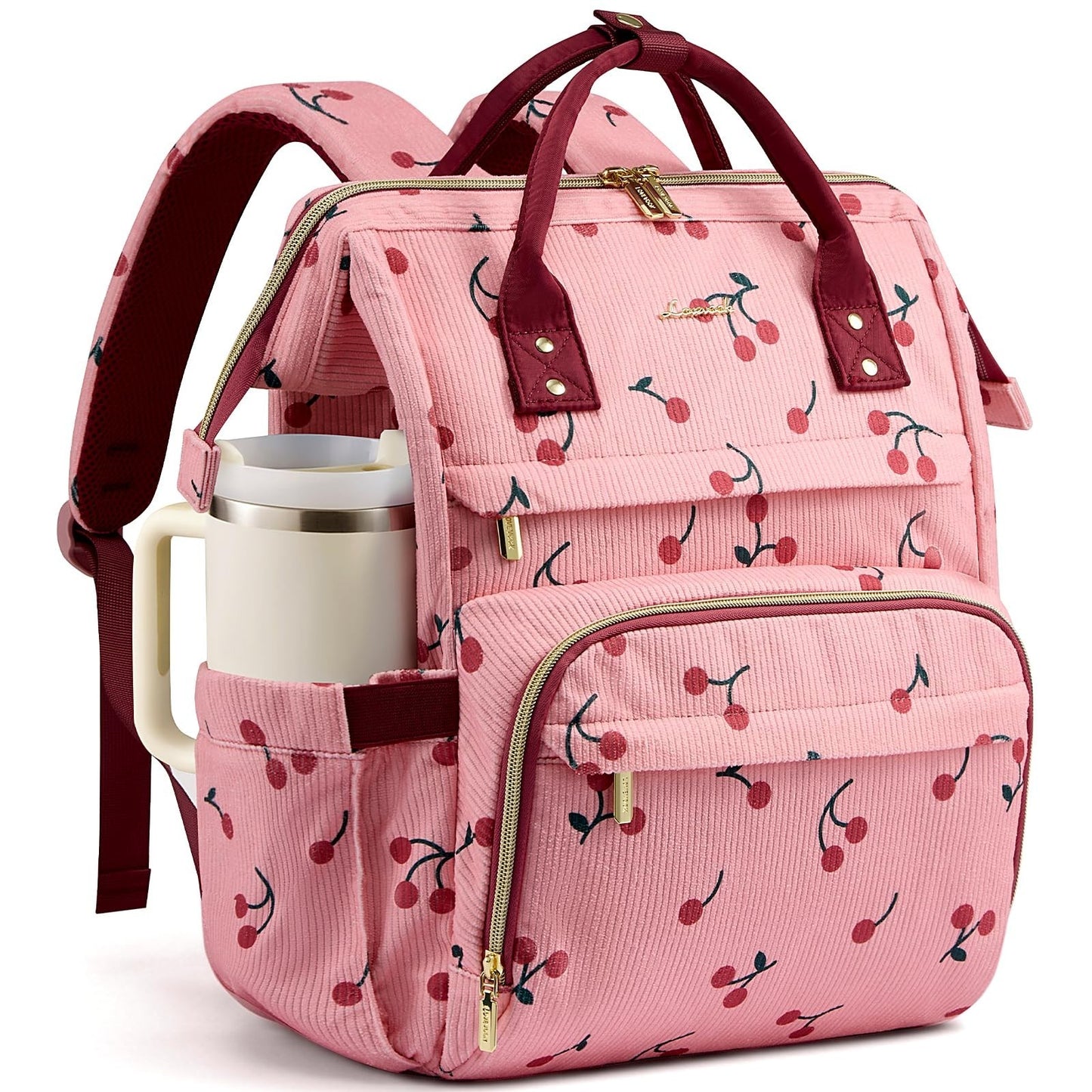 Stylish 15.6" Waterproof Laptop Backpack with Tumbler Holder   Travel, Work, Col1
