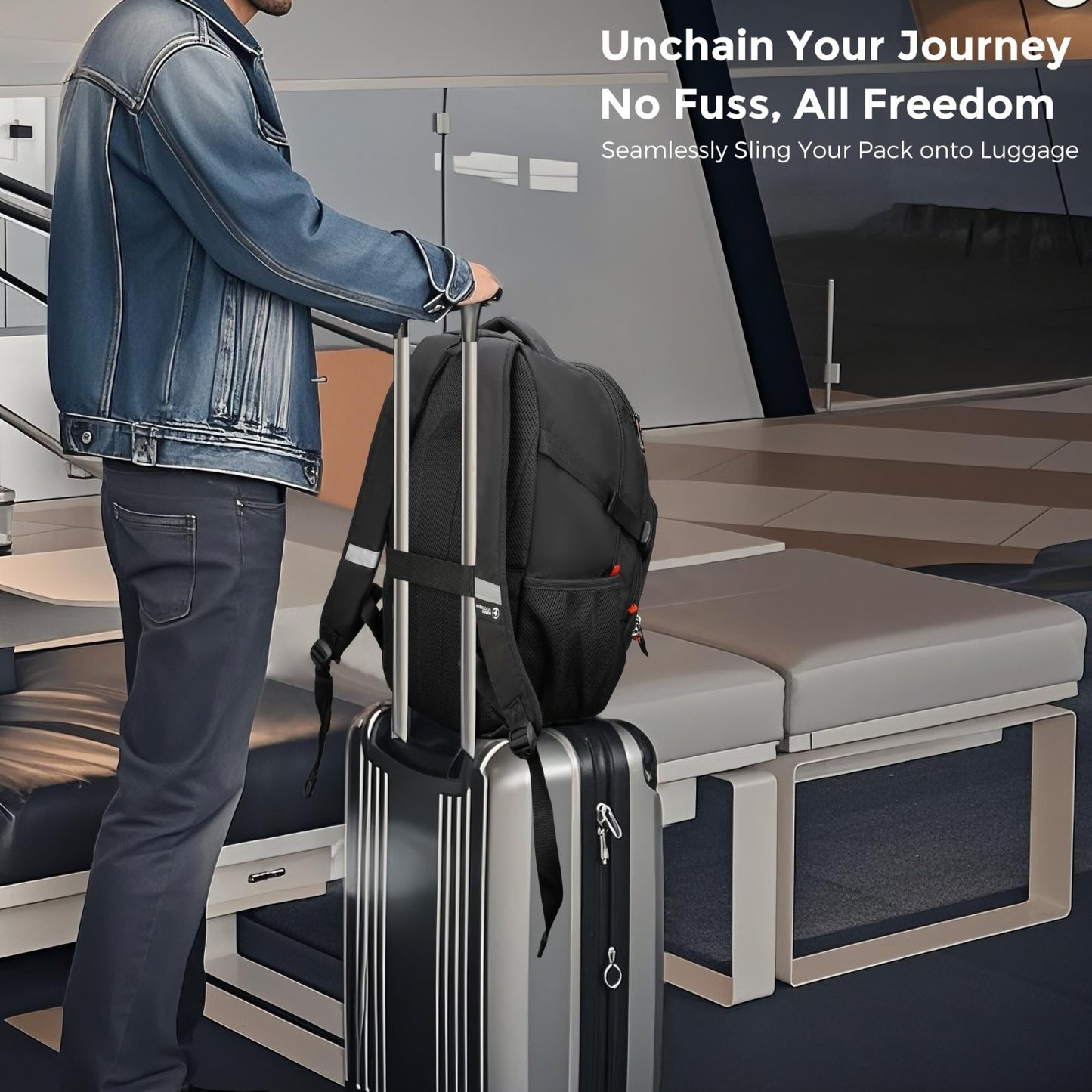 Travel Backpack for Men   RFID Protection, USB Charging, Apple Find My, Add A Ba2