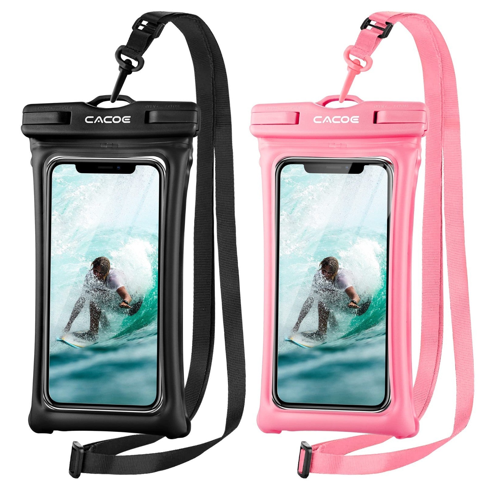 Floatable Waterproof Phone Pouch 2 Pack   IPX8 Case for Beach, Travel, Kayak, Ca1