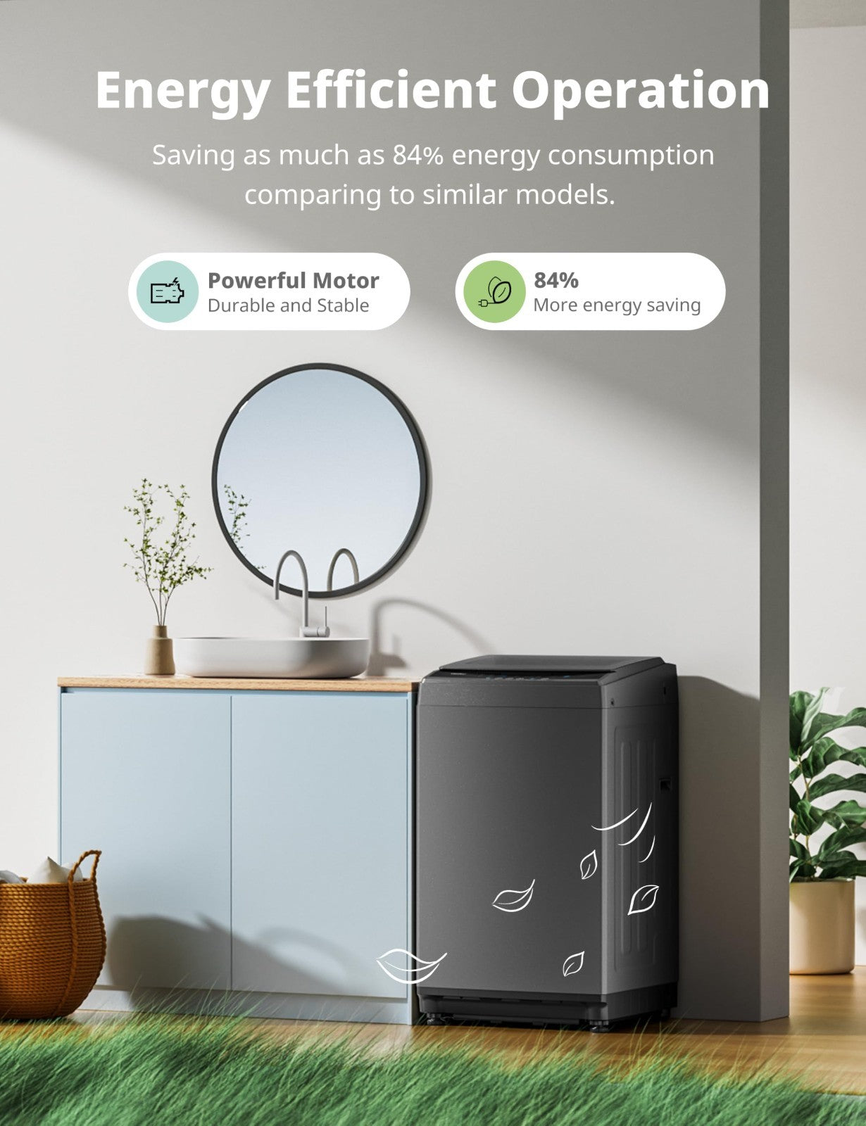 Portable 1.6 Cu.ft Compact Washing Machine, 11lbs Capacity, Fully Automatic, 6 W7