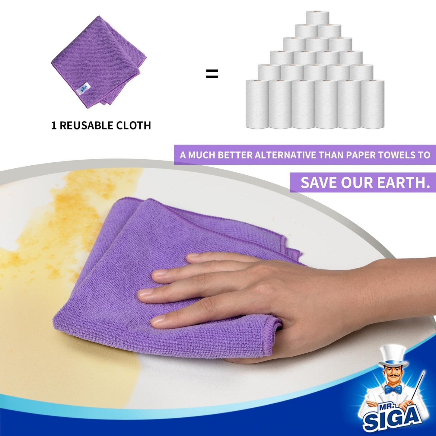 Streak-Free Microfiber Cleaning Cloths - 12 Pack, Ultra-Absorbent Towels for Hom3