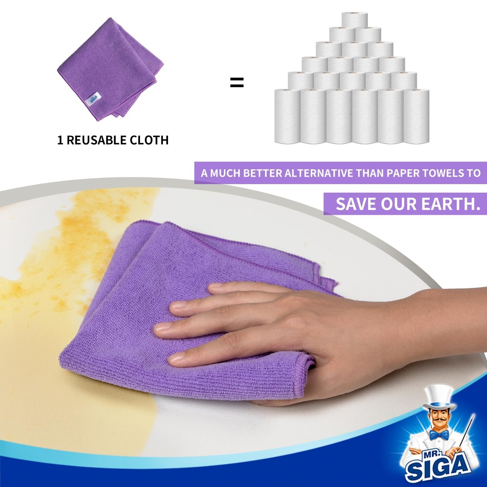 Streak-Free Microfiber Cleaning Cloths - 12 Pack, Ultra-Absorbent Towels for Hom3