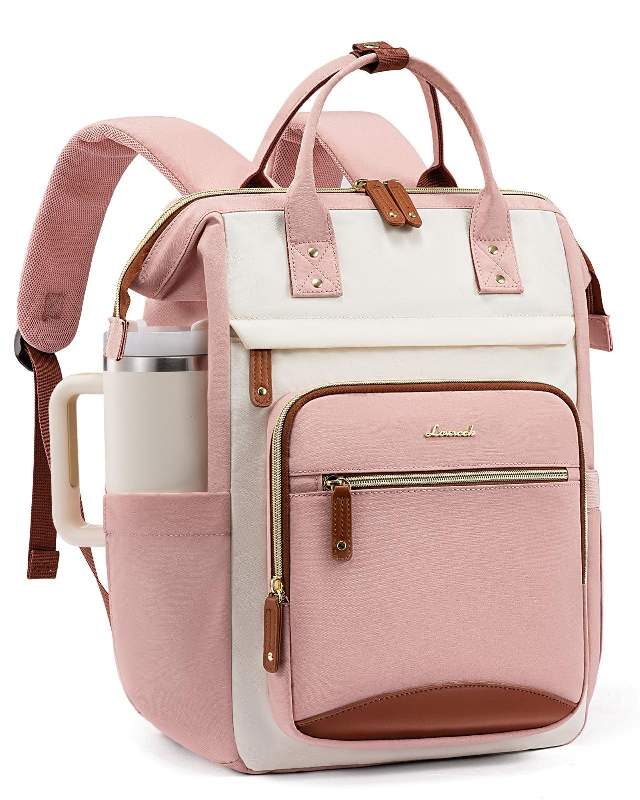 Stylish Waterproof Laptop Backpack for Women, 15.6" Large Capacity Work Bag, Cup1