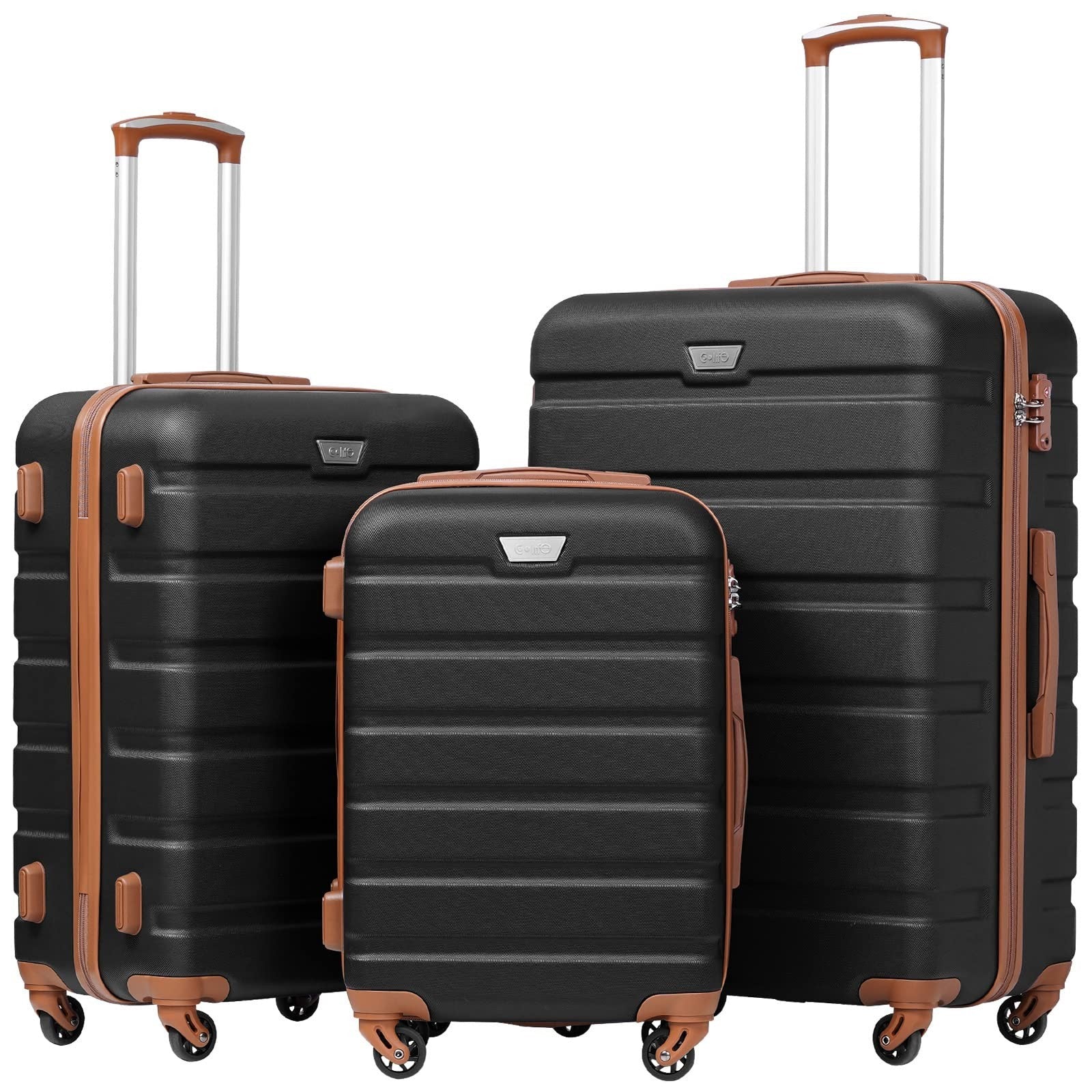 Lightweight 3-Piece Hardshell Luggage Set, 360° Spinner Wheels, TSA Lock, Aprico1