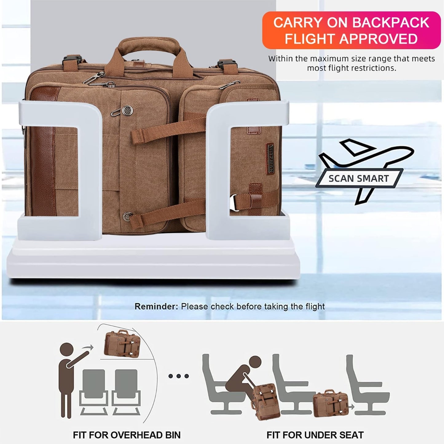 Large Canvas Travel Backpack for Men, Fits 16" Laptop, Durable & Stylish5