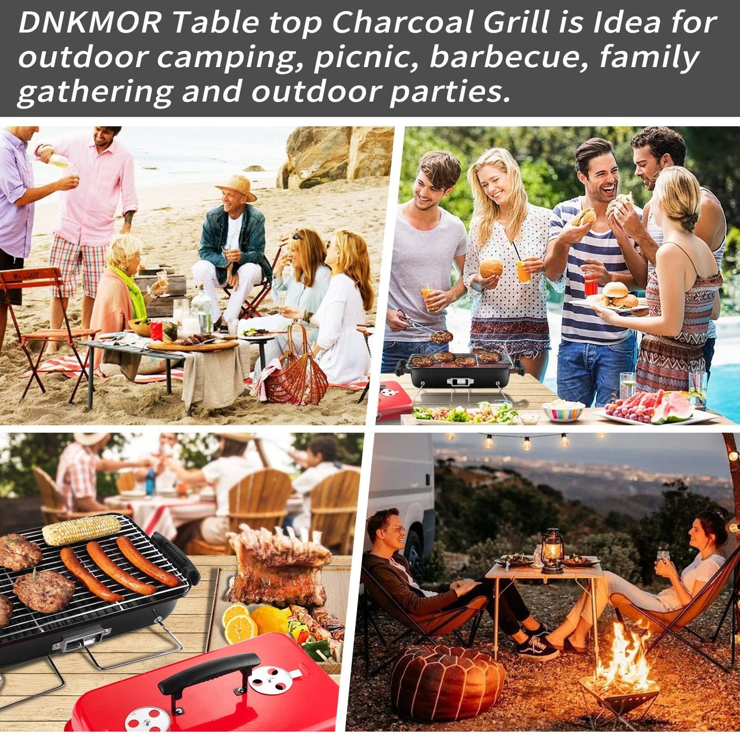 Portable Charcoal Grill - Compact Tabletop BBQ Smoker for Outdoor Cooking, Campi6