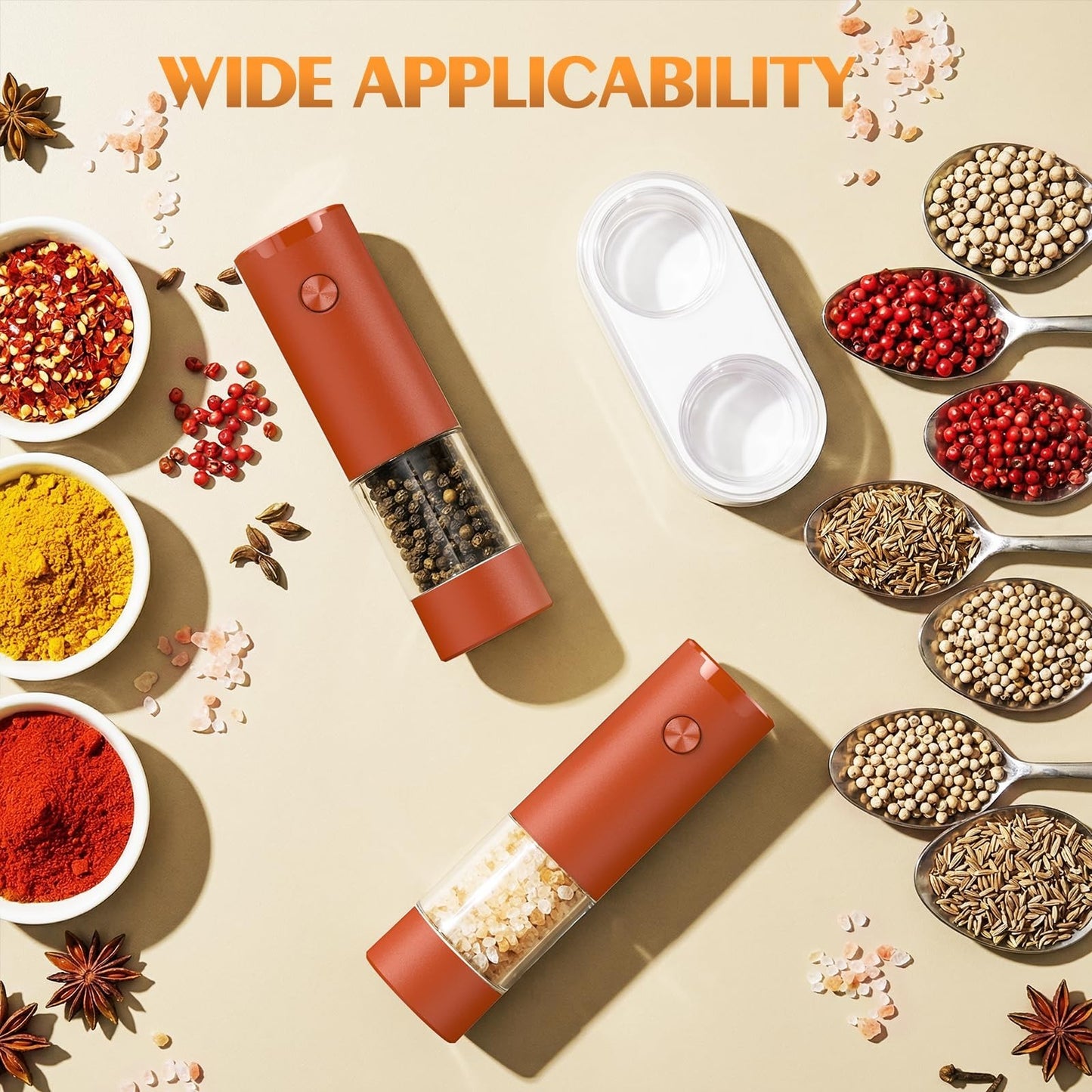 Automatic Electric Salt & Pepper Grinder Set   Adjustable Coarseness, LED, Large2