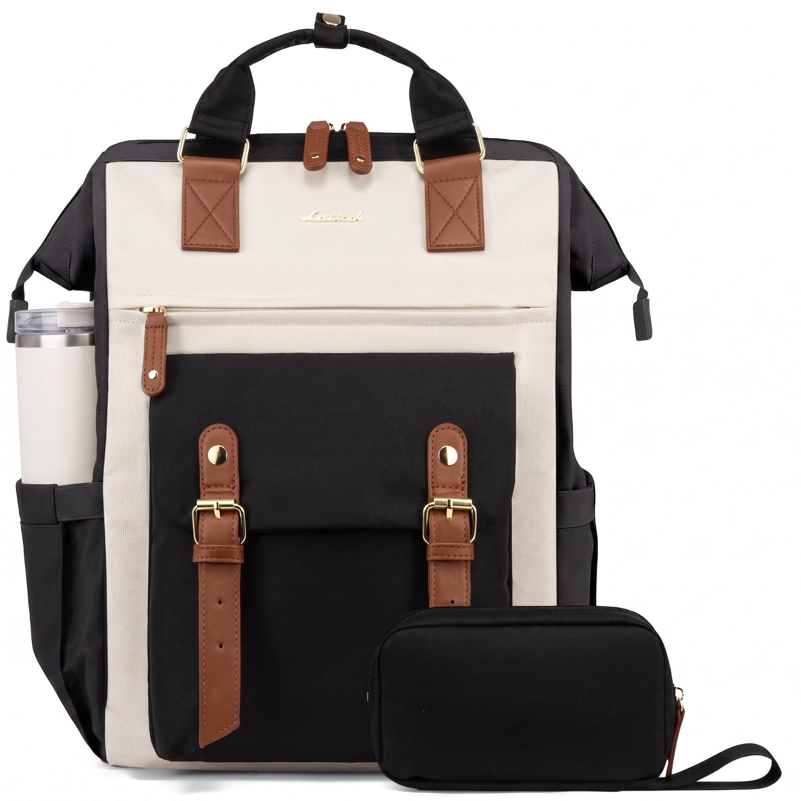 Stylish Laptop Backpack for Women, 15.6" Computer Bag, Work Travel Purse, Black/1