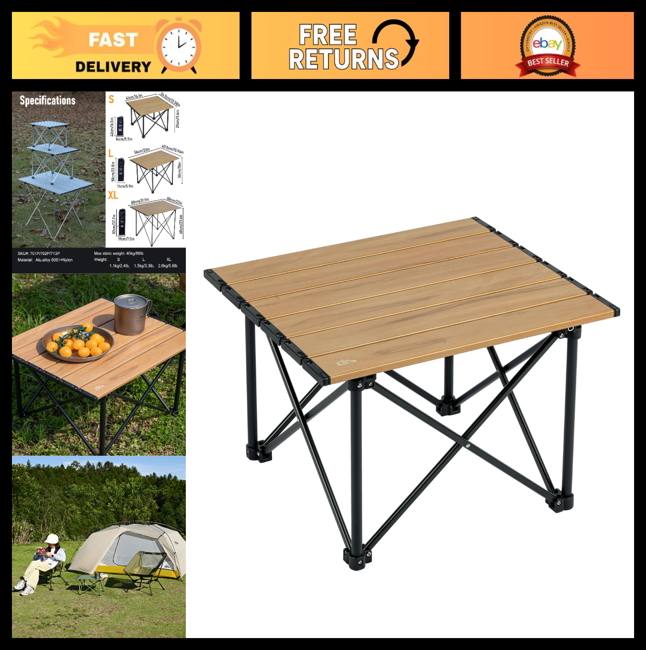 Compact Ultralight Folding Camping Table with Carry Bag - Portable & Durable Siz0