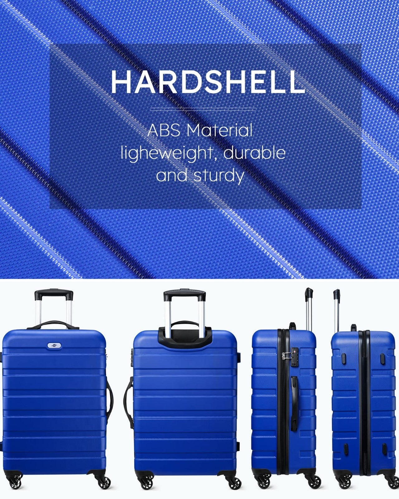 3 Piece Hard Shell Luggage Set with Spinner Wheels & TSA Lock - 20/24/28" Travel7