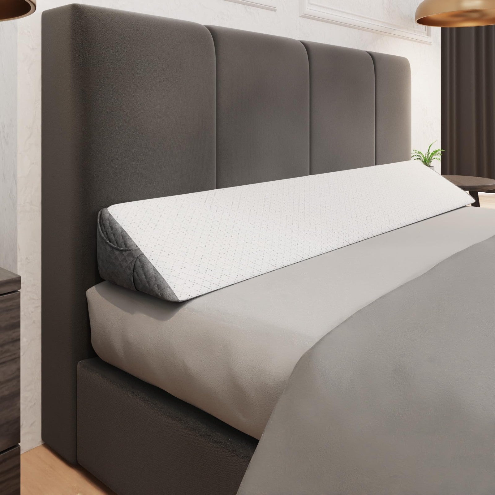 Bed Wedge Pillow for Headboard | Stylish Gap Filler Between Mattress & Headboard0