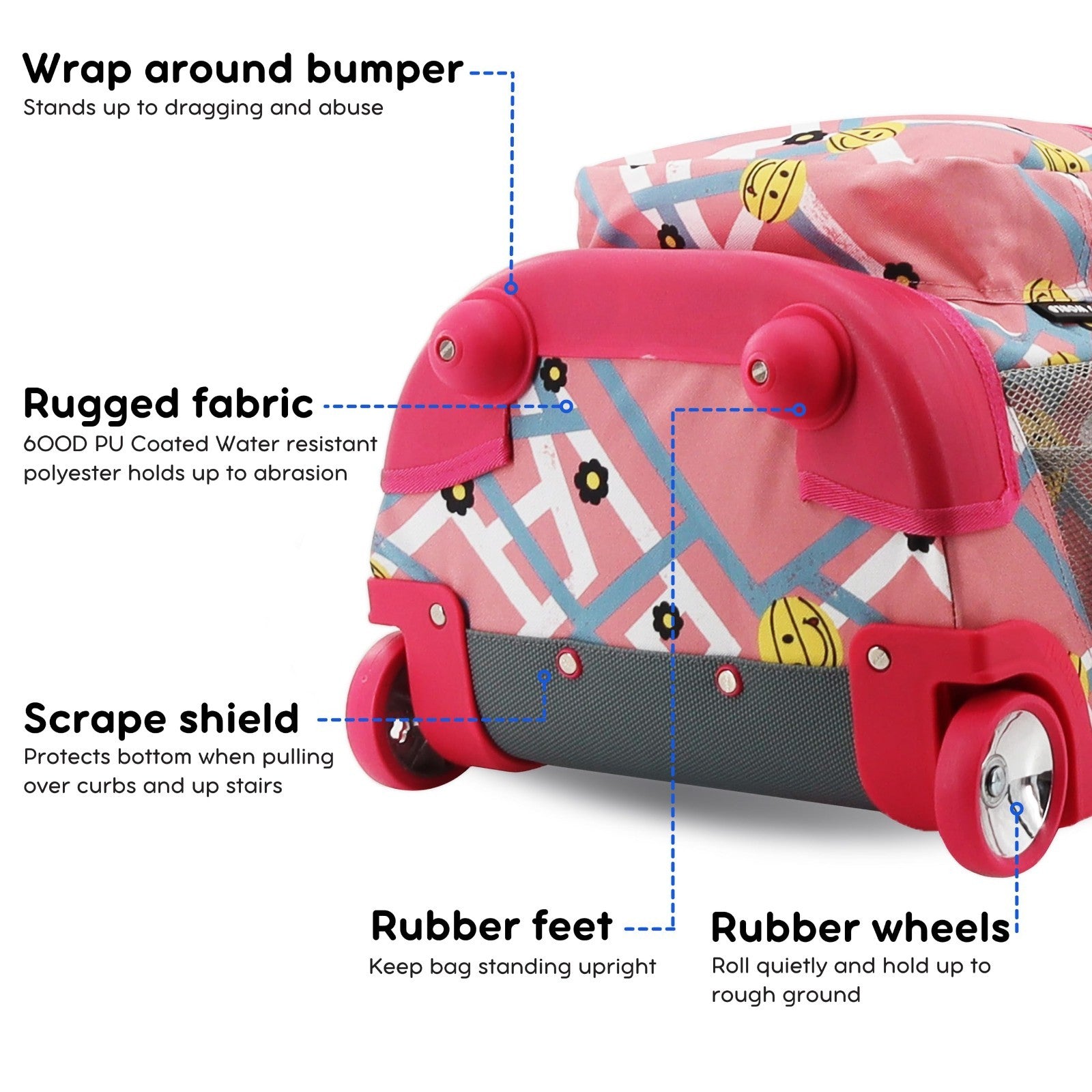 Kids Rolling Backpack with Wheels, 18" School Bookbag for Boys & Girls, Basketba4